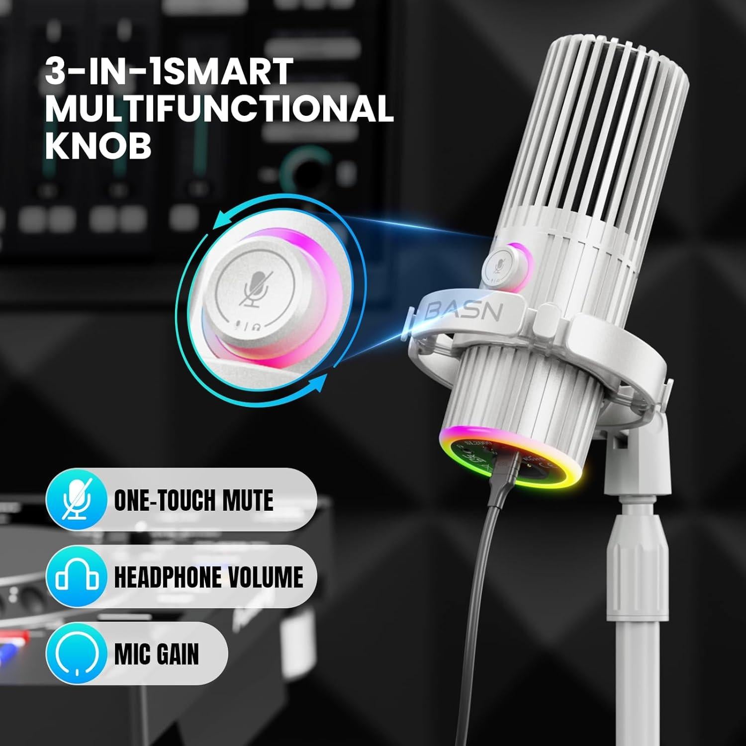 Micrófono Dinámico USB/XLR BASN SL2000 para Podcasting y Juegos