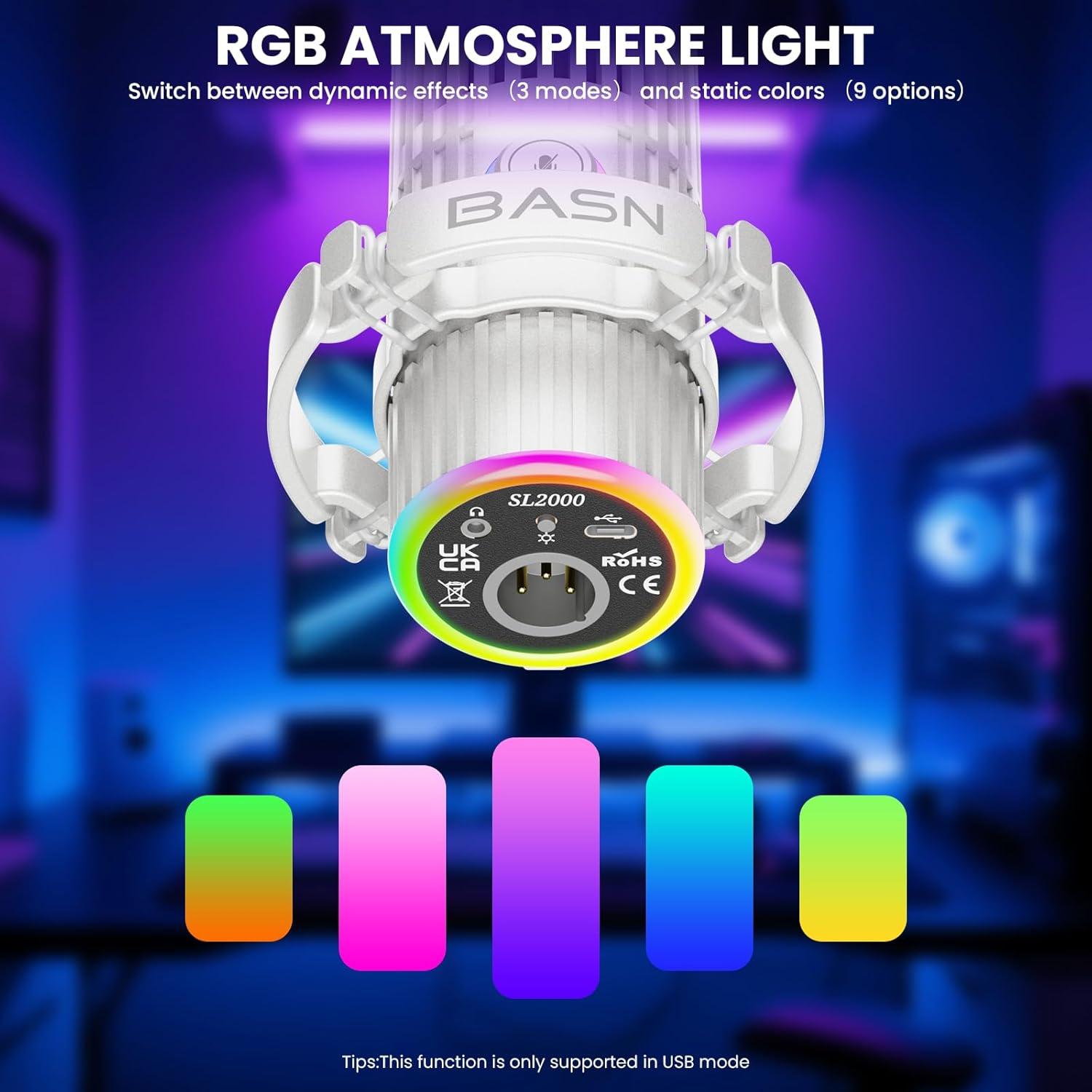 Micrófono Dinámico USB/XLR BASN SL2000 para Podcasting y Juegos