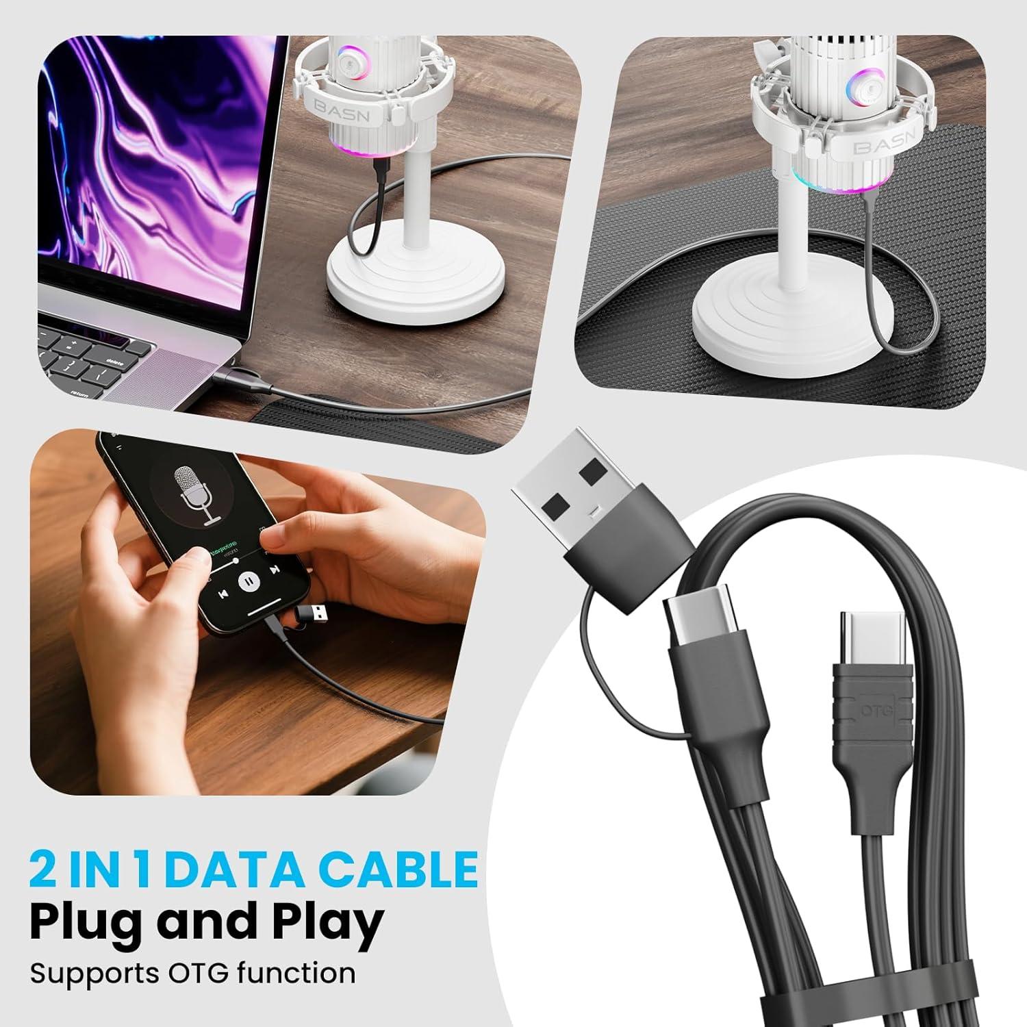 Micrófono Dinámico USB/XLR BASN SL2000 para Podcasting y Juegos