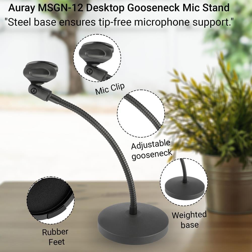 Soporte de Micrófono de Cuello de Ganso con Brazo Flexible 30.48 cm - Ideal para Podcasting y Streaming
