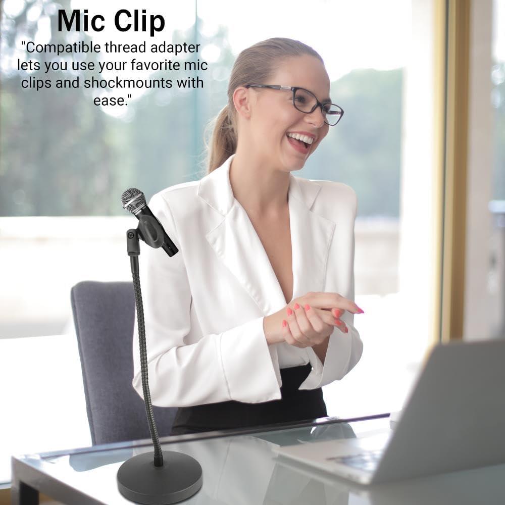 Soporte de Micrófono de Cuello de Ganso con Brazo Flexible 30.48 cm - Ideal para Podcasting y Streaming