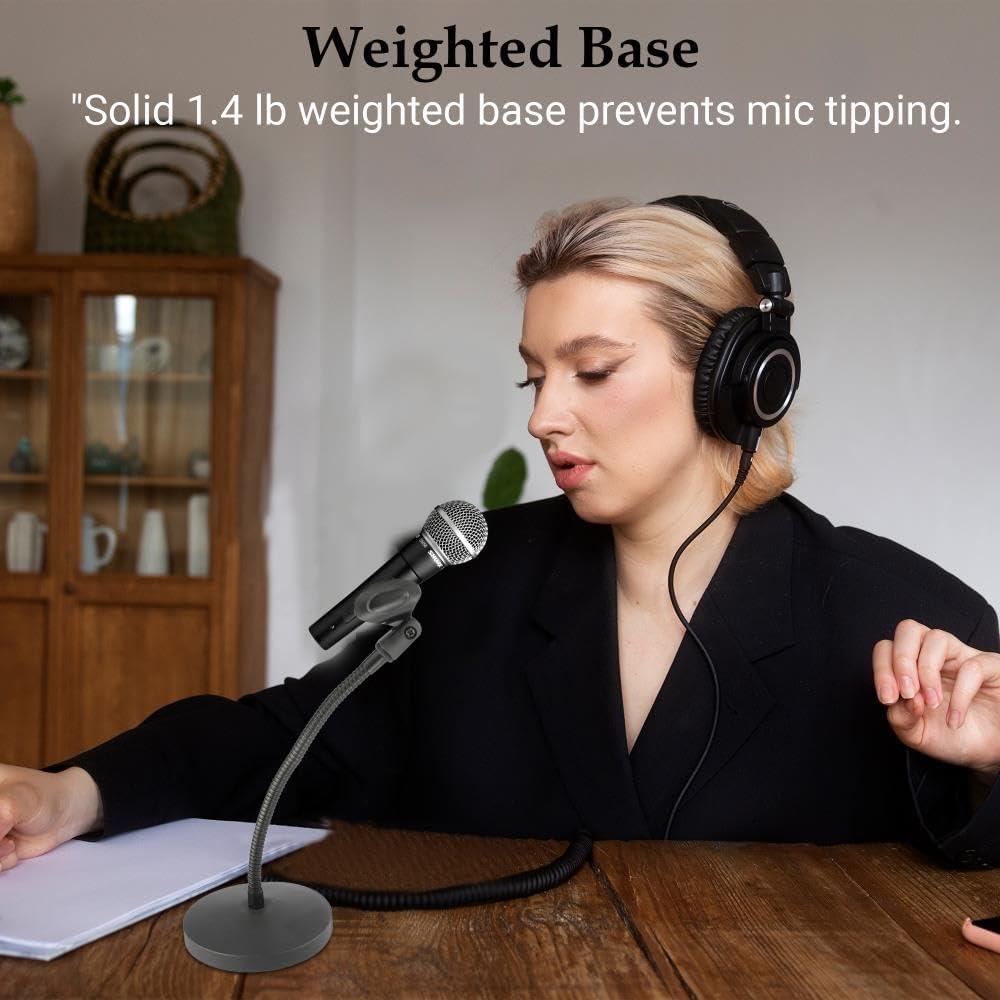 Soporte de Micrófono de Cuello de Ganso con Brazo Flexible 30.48 cm - Ideal para Podcasting y Streaming