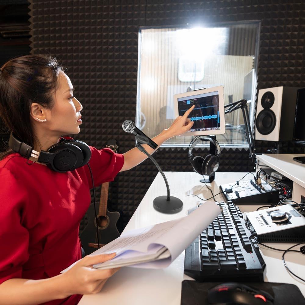Soporte de Micrófono de Cuello de Ganso con Brazo Flexible 30.48 cm - Ideal para Podcasting y Streaming