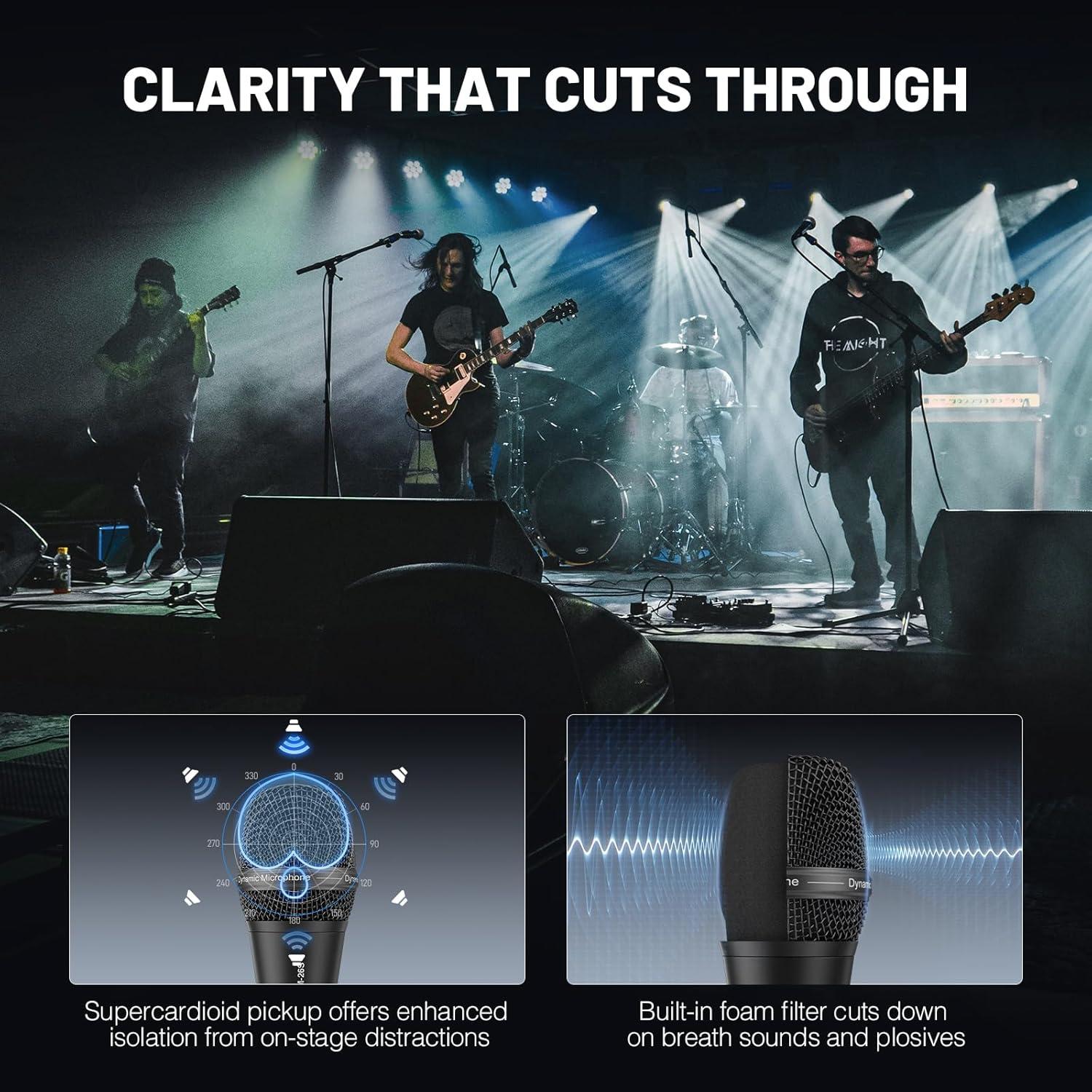 Micrófono Dinámico Supercardioide Phenyx Pro PM-26 con Cable XLR 5m