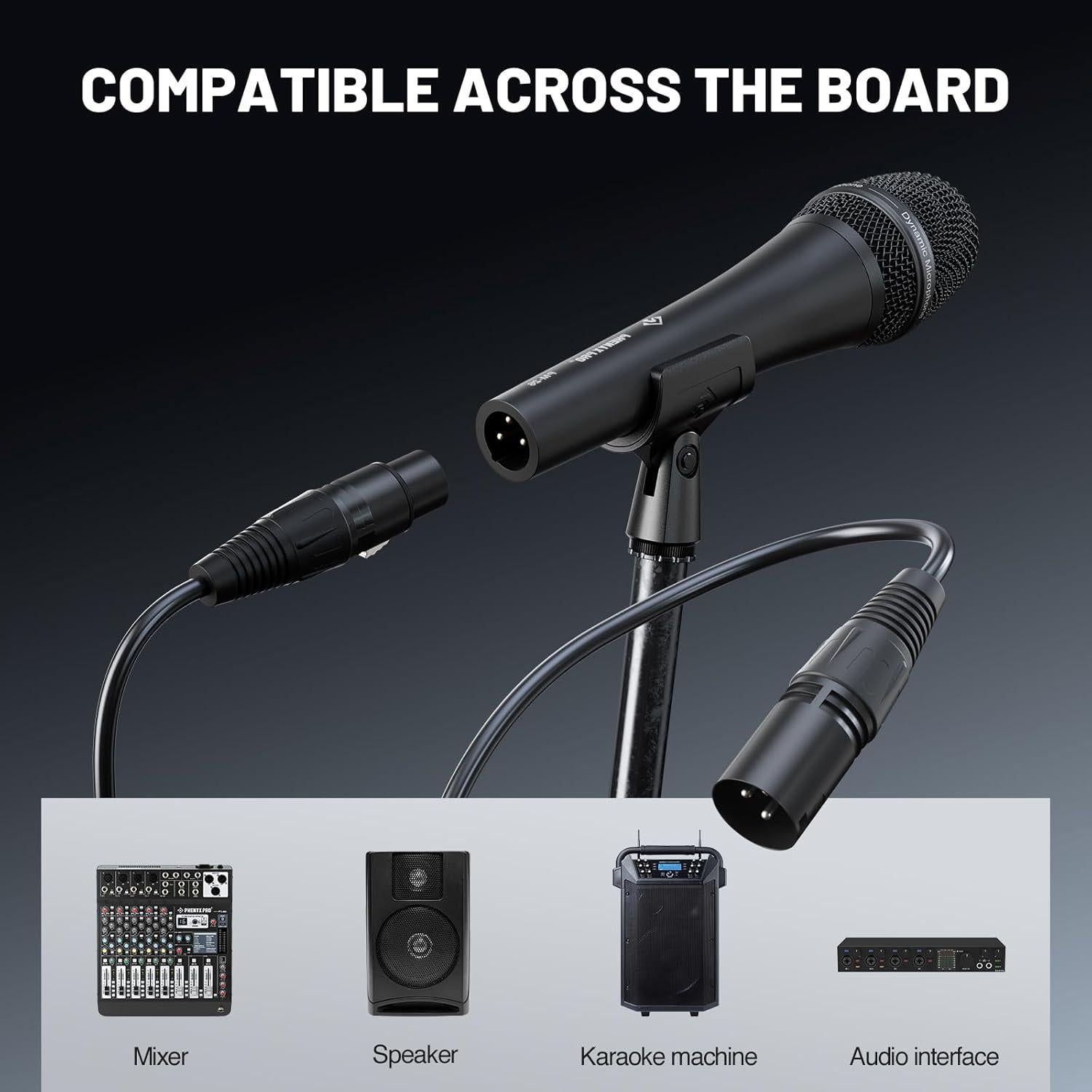 Micrófono Dinámico Supercardioide Phenyx Pro PM-26 con Cable XLR 5m