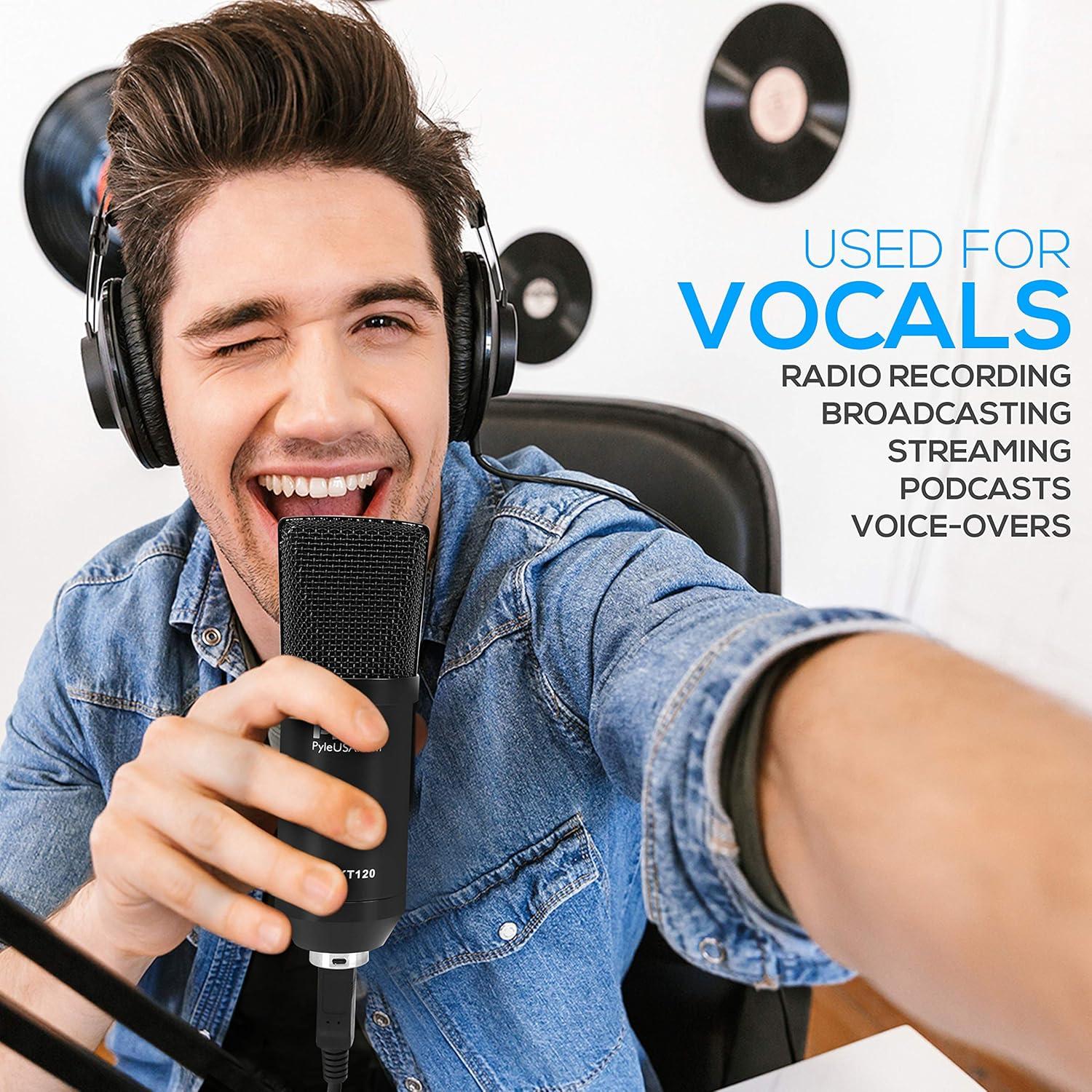 Kit de Grabación de Podcast PyleUsa Micrófono USB Cardioide
