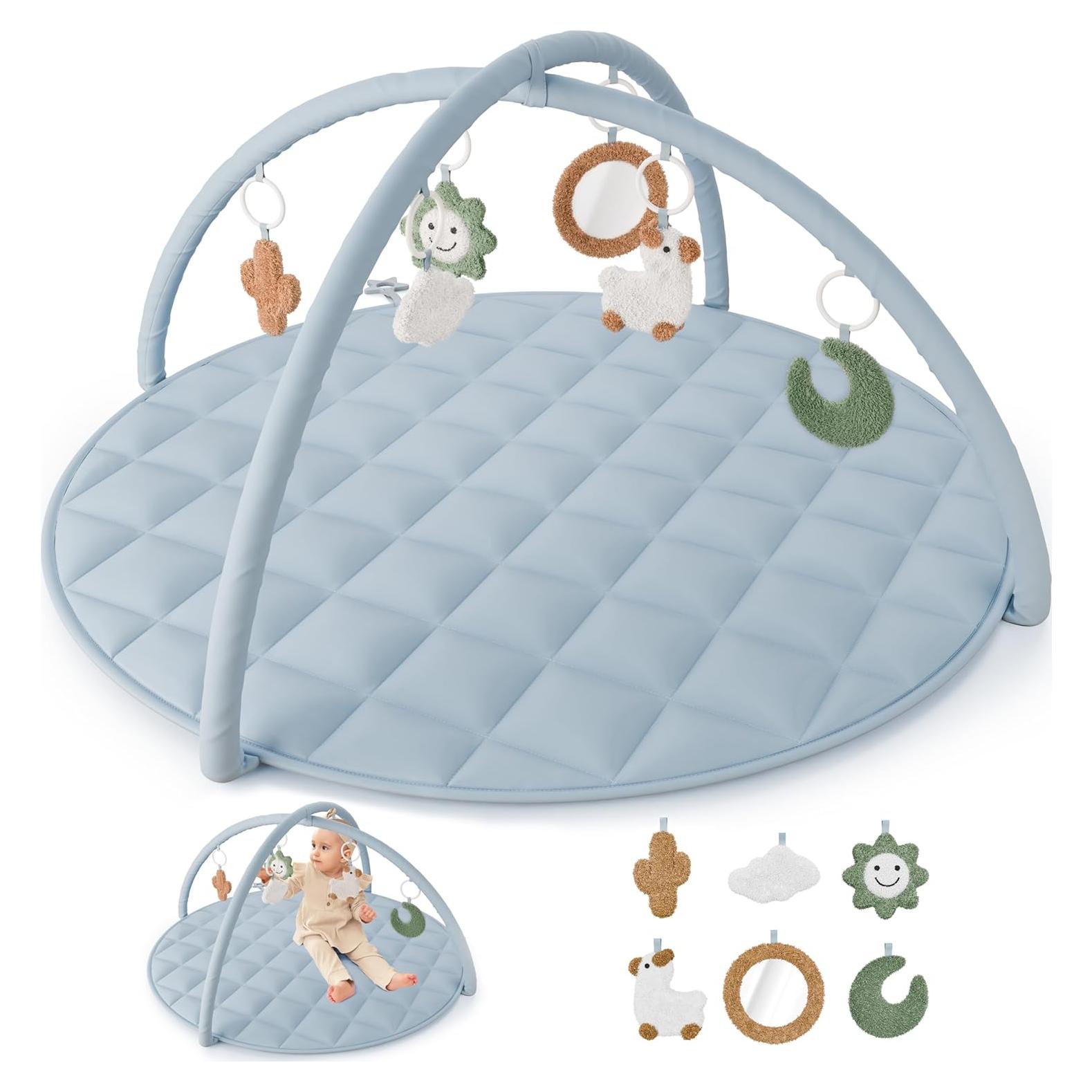 Alfombra de Juego para Bebés ZICOTO Azul 89x89 cm con 6 Juguetes