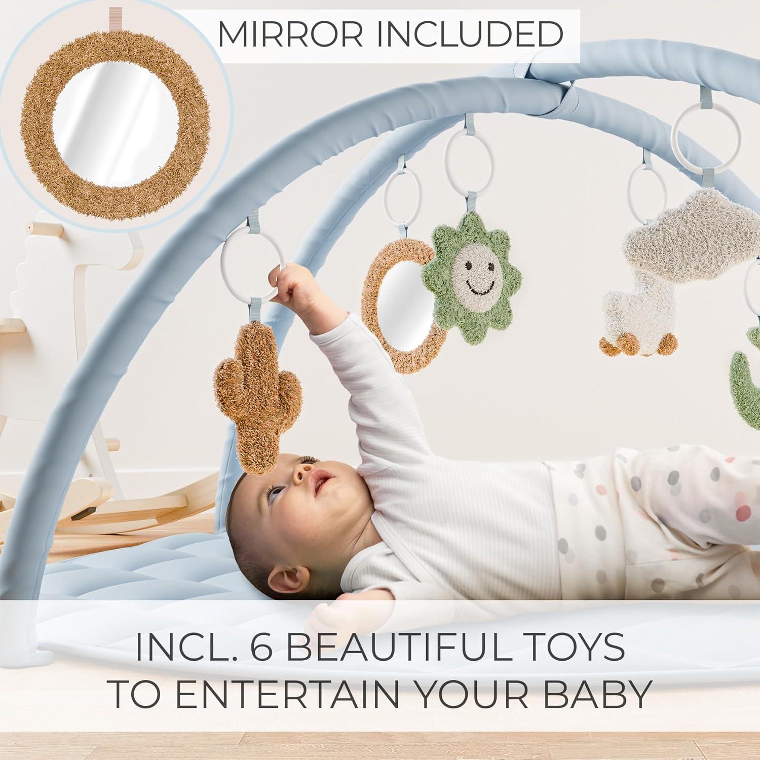 Alfombra de Juego para Bebés ZICOTO Azul 89x89 cm con 6 Juguetes