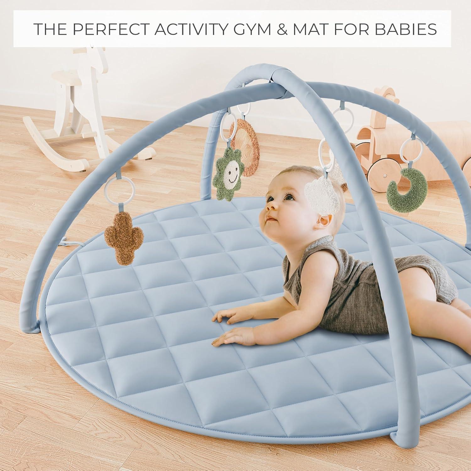 Alfombra de Juego para Bebés ZICOTO Azul 89x89 cm con 6 Juguetes