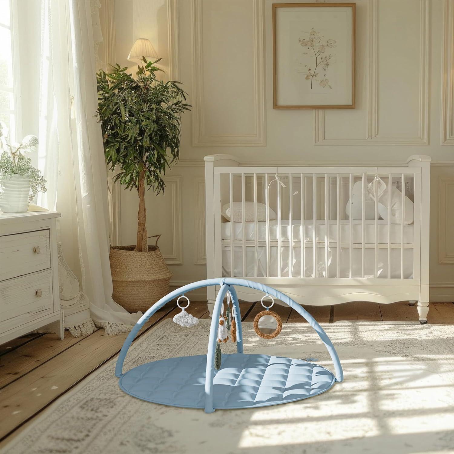 Alfombra de Juego para Bebés ZICOTO Azul 89x89 cm con 6 Juguetes