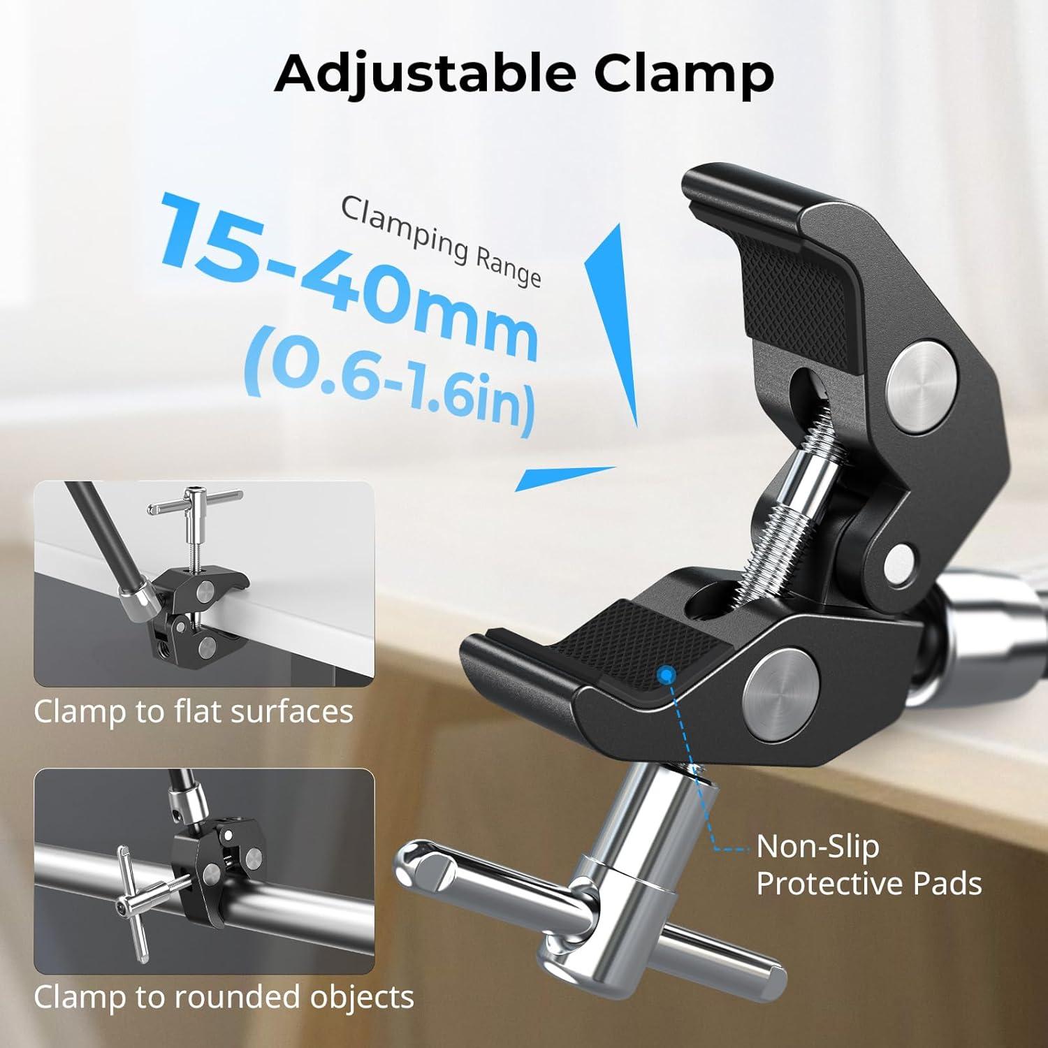 SMALLRIG 11 Inch Magic Arm with Crab-Shaped Clamp, Arm with 1/4"-20 Screw and Retractable Pins, for Action Cameras, Monitors, Video Lights, and Microphones - 5311