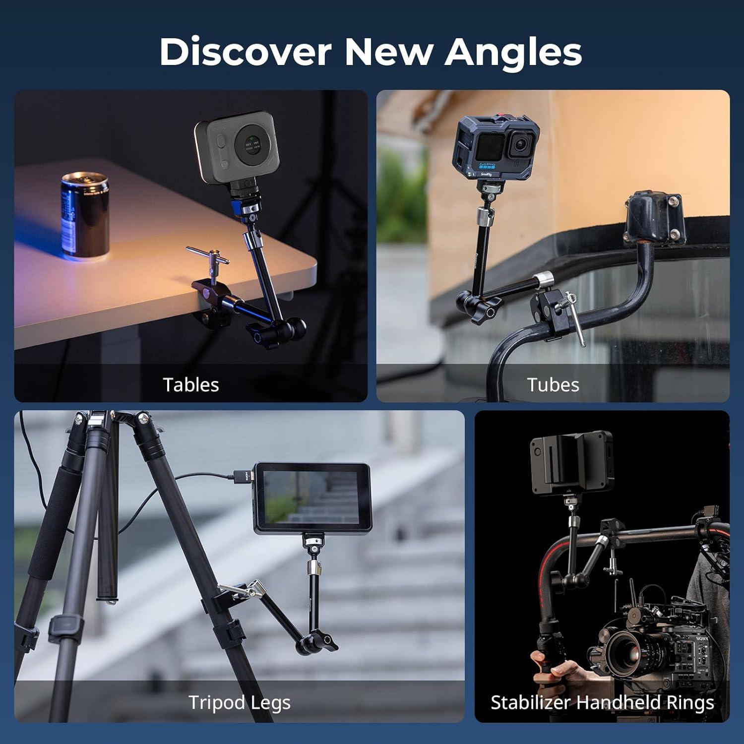 SMALLRIG 11 Inch Magic Arm with Crab-Shaped Clamp, Arm with 1/4"-20 Screw and Retractable Pins, for Action Cameras, Monitors, Video Lights, and Microphones - 5311