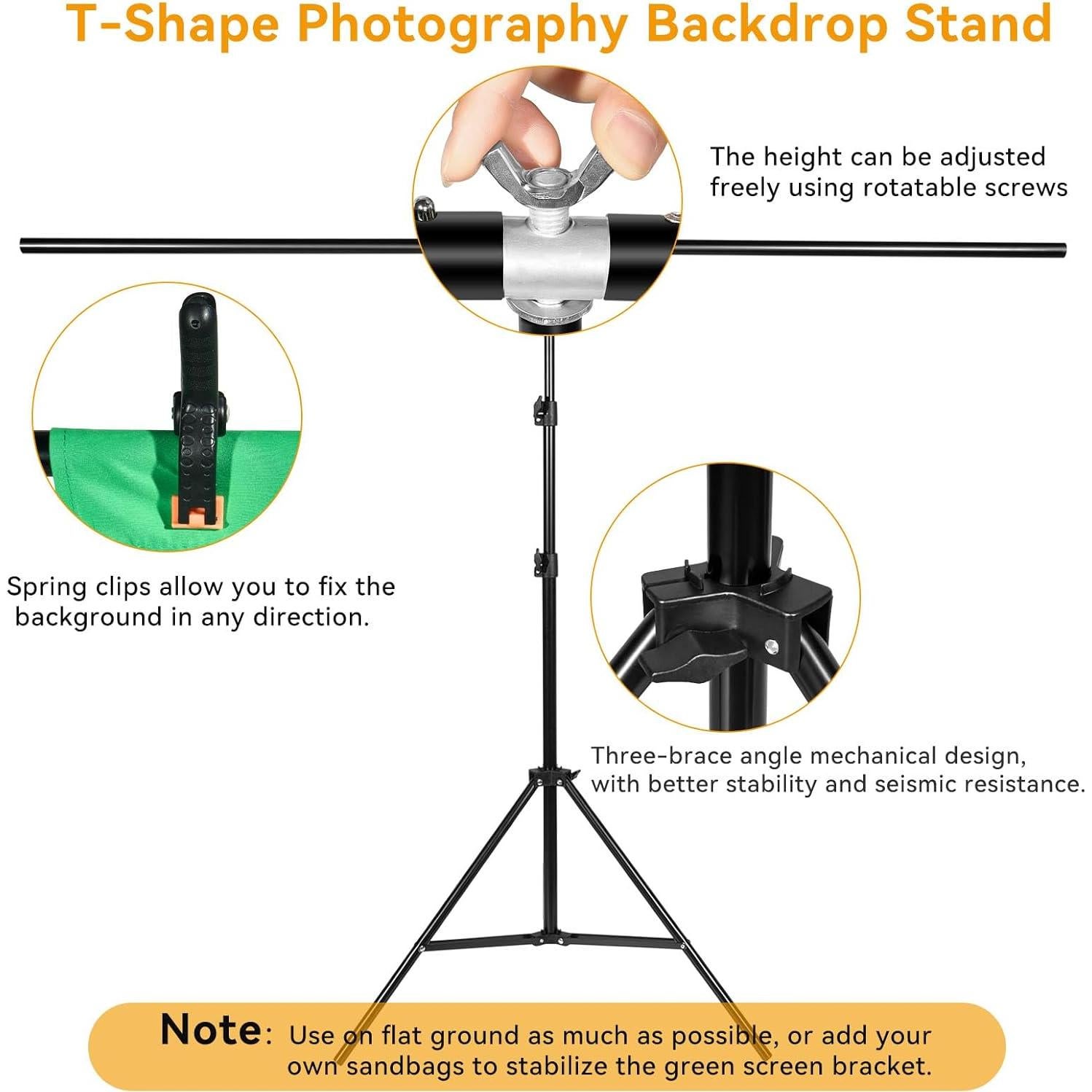 Kit de Fondo Verde Chroma Key 200x152 cm con Soporte VOOF