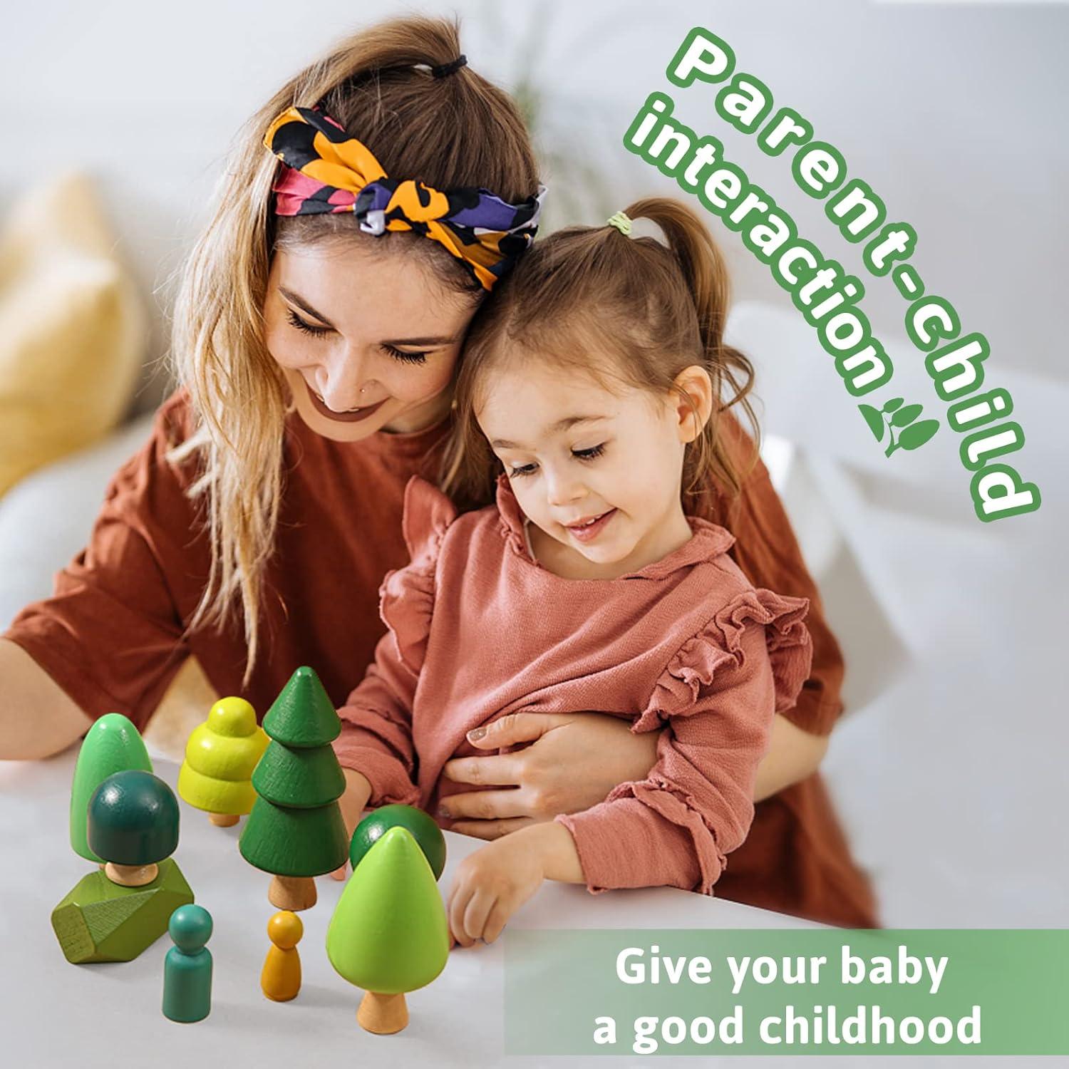 Juego de Juguetes de Árbol de Madera Macabaka - 14 Piezas Educativas