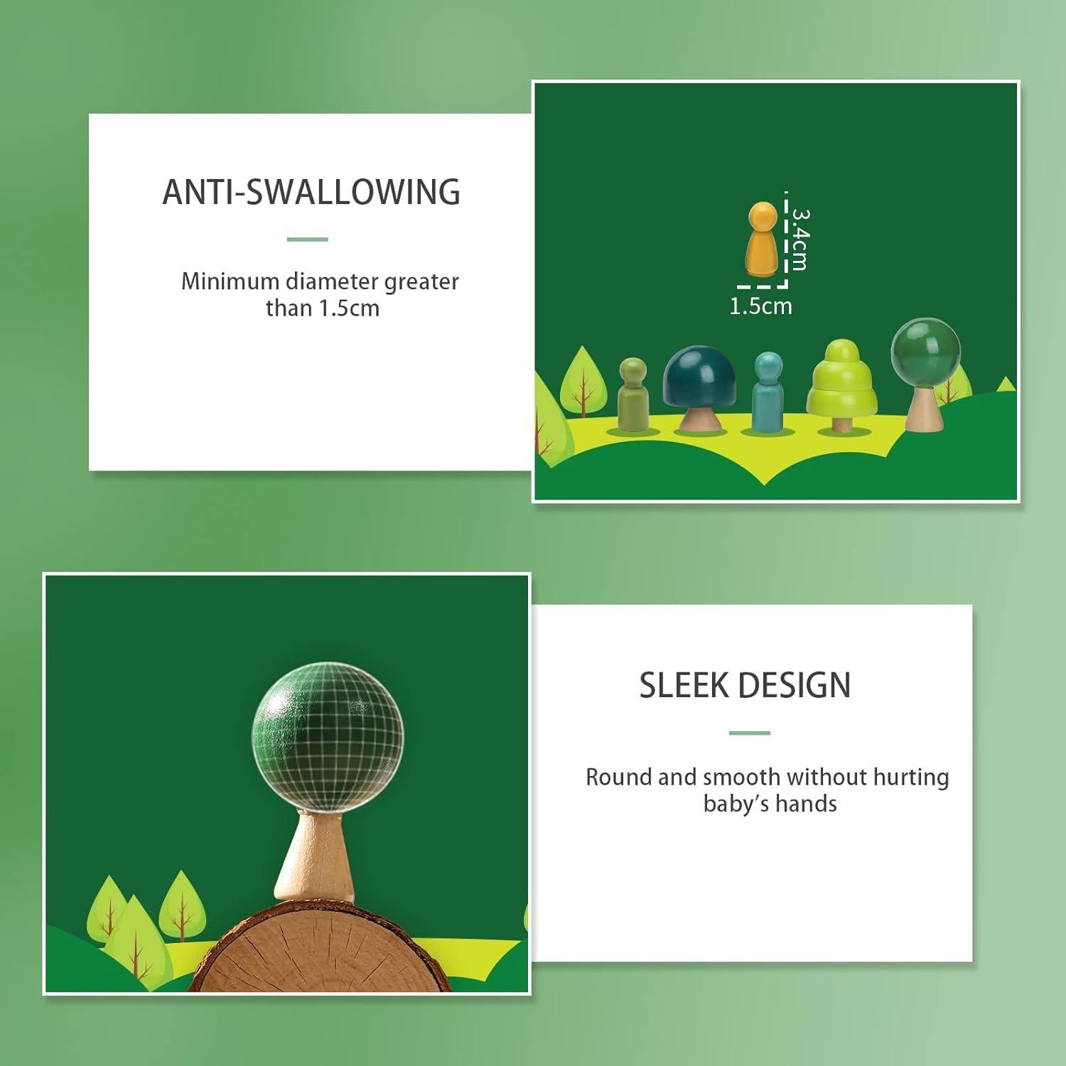 Juego de Juguetes de Árbol de Madera Macabaka - 14 Piezas Educativas