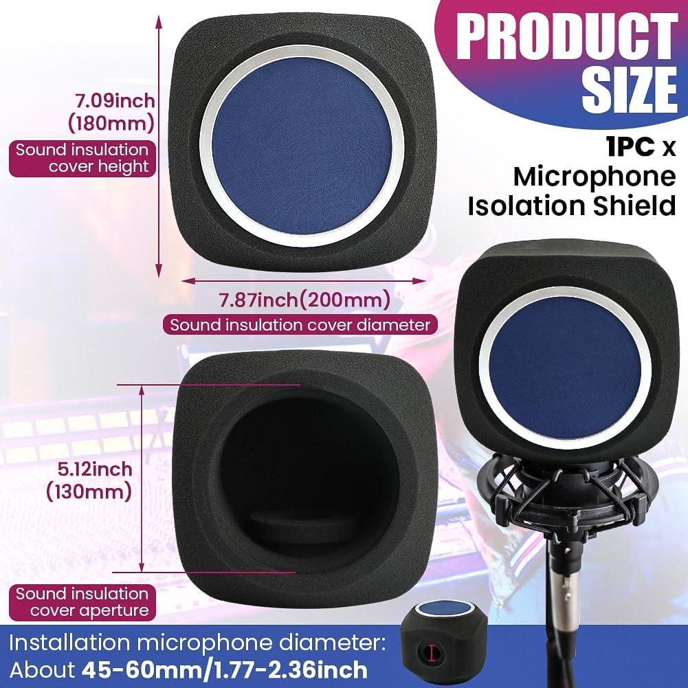 Escudo de Aislamiento para Micrófono Loyanger - Filtro de Ruido Azul