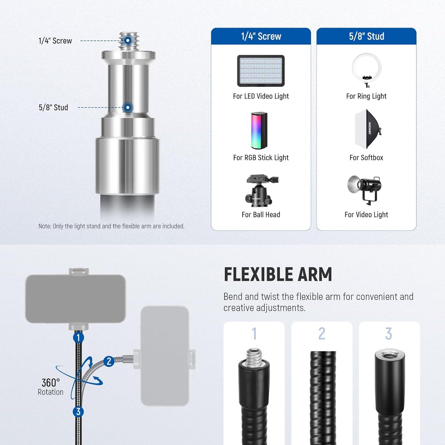 Soporte de Micrófono NEEWER con Brazo Flexible y Trípode