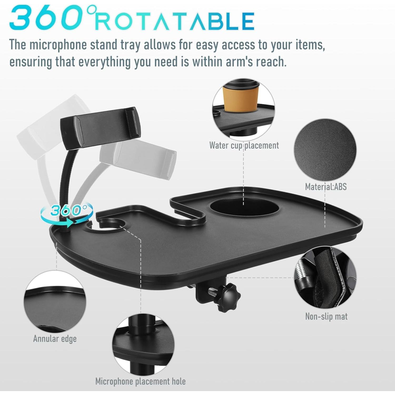 Soporte Universal para Micrófono Toyvian con Porta Bebidas