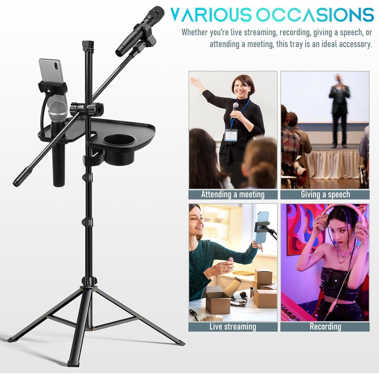 Soporte Universal para Micrófono Toyvian con Porta Bebidas