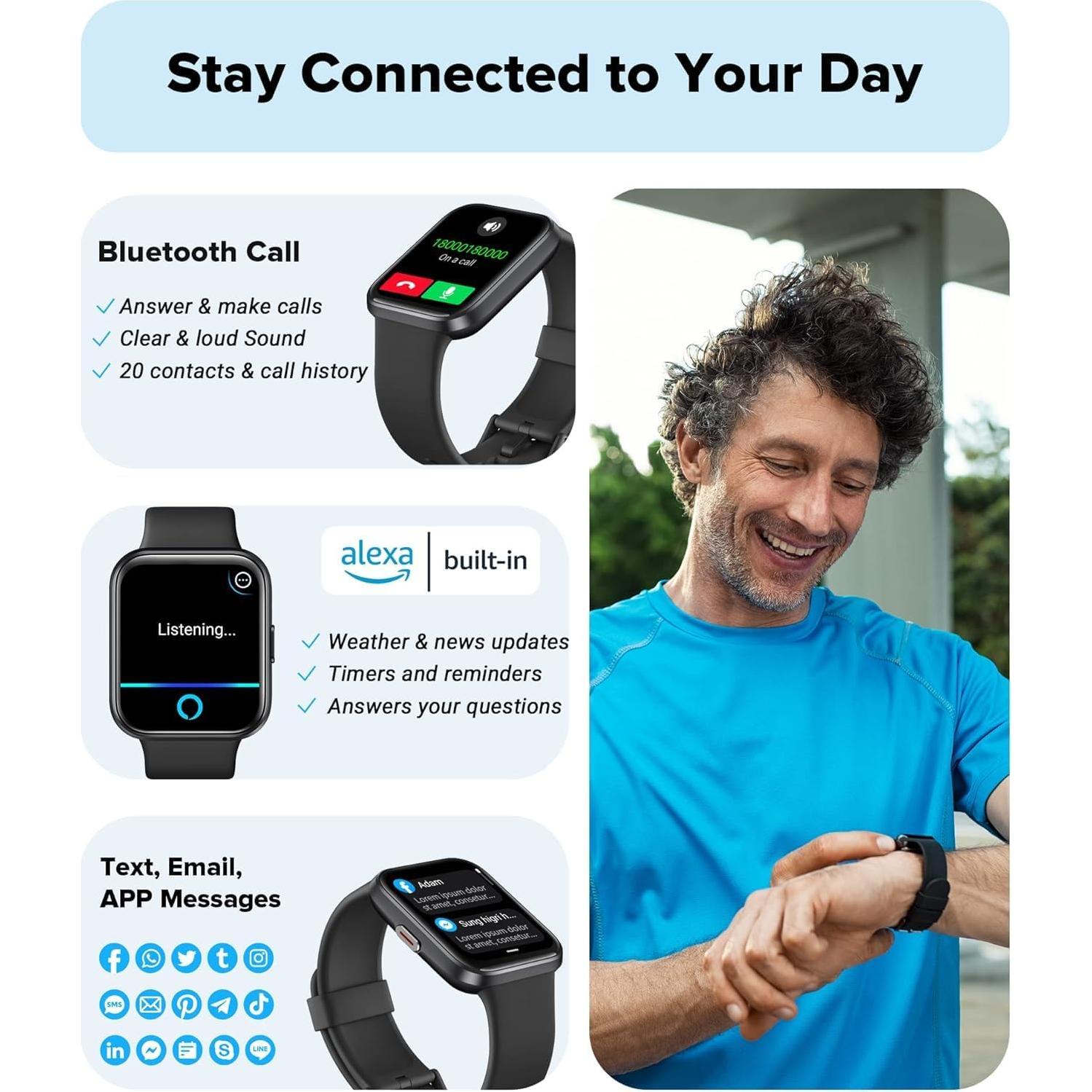 Reloj Inteligente AEAC Negro 1.8" Bluetooth Llamadas IP68