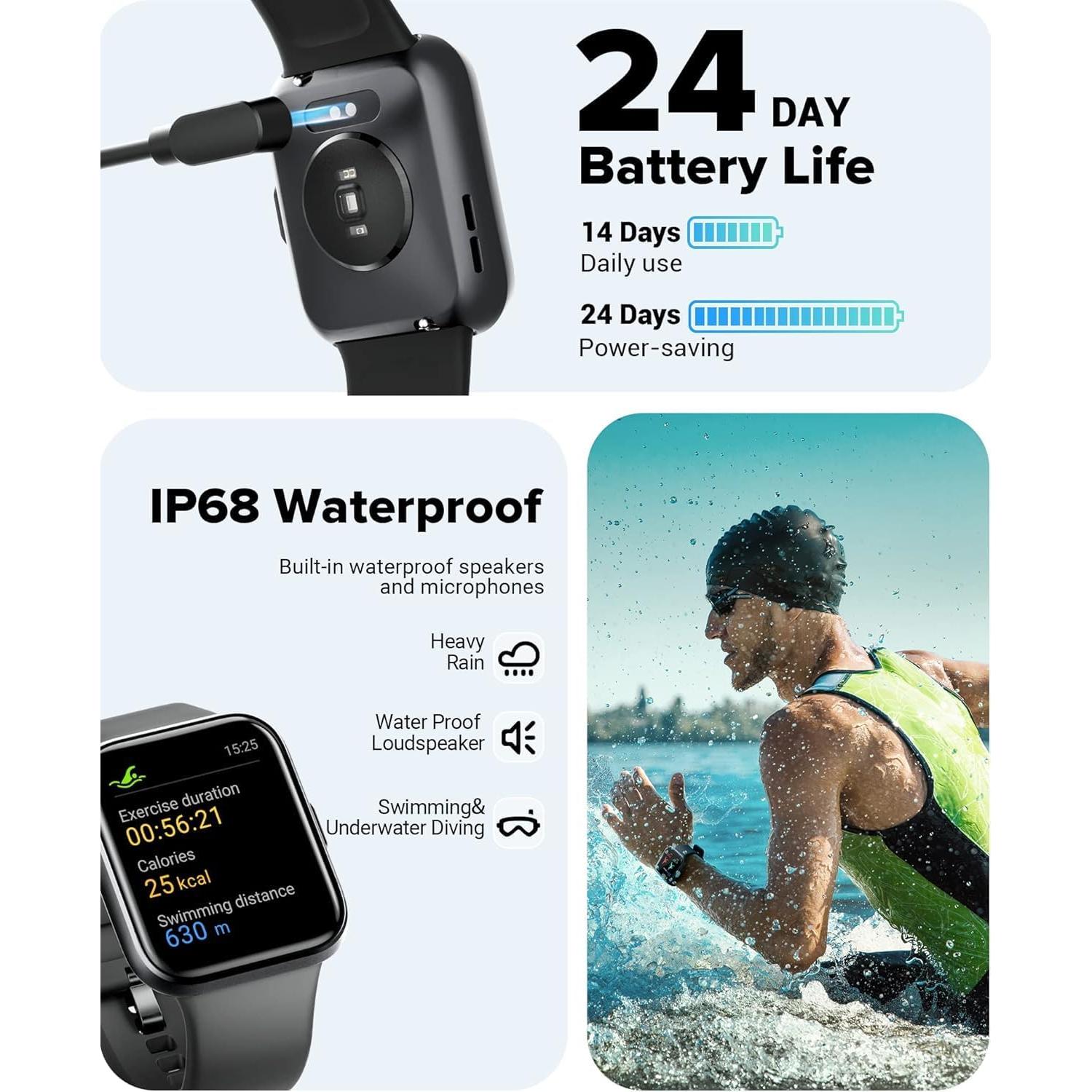 Reloj Inteligente AEAC Negro 1.8" Bluetooth Llamadas IP68