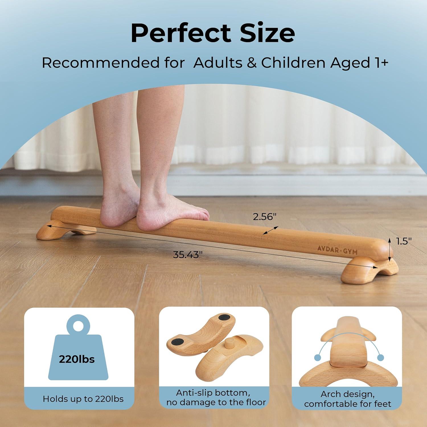 Viga de Equilibrio AVDAR de Madera de Haya - Soporta 99.79 kg