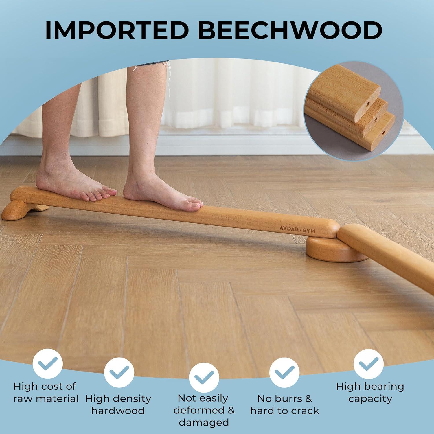 Viga de Equilibrio AVDAR de Madera de Haya - Soporta 99.79 kg