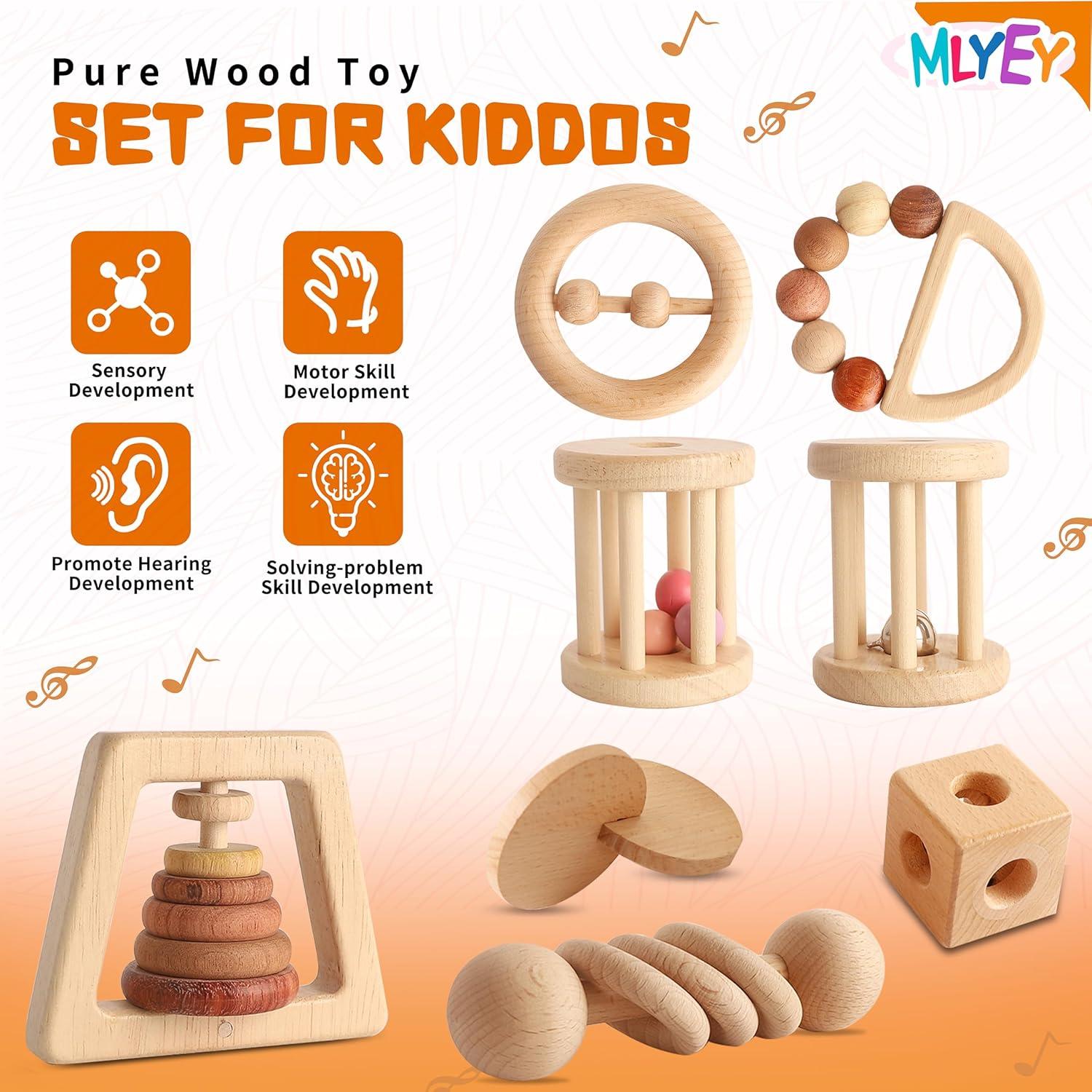 Set de Juguetes de Madera Montessori MLYEY 8 Piezas para Bebés
