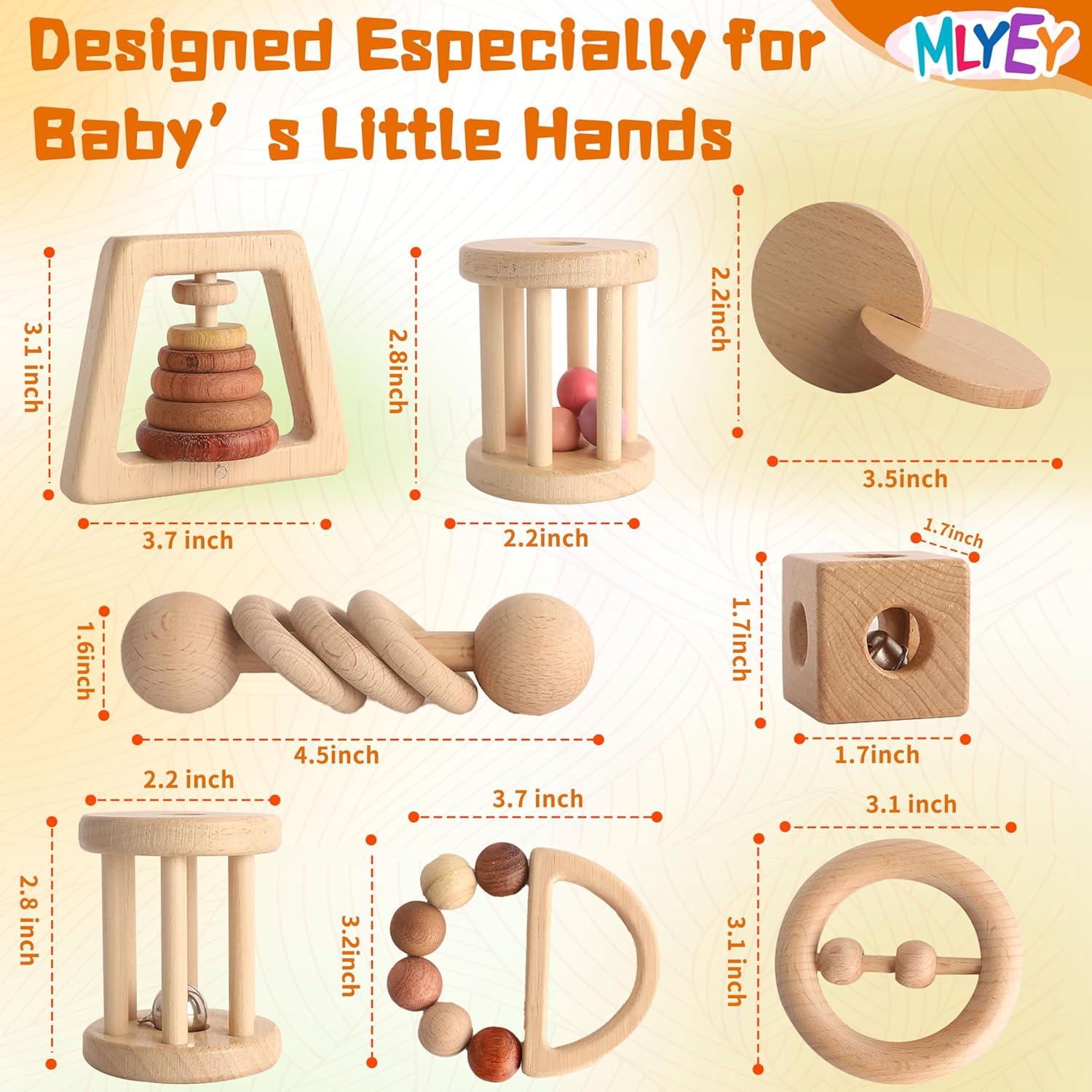 Set de Juguetes de Madera Montessori MLYEY 8 Piezas para Bebés