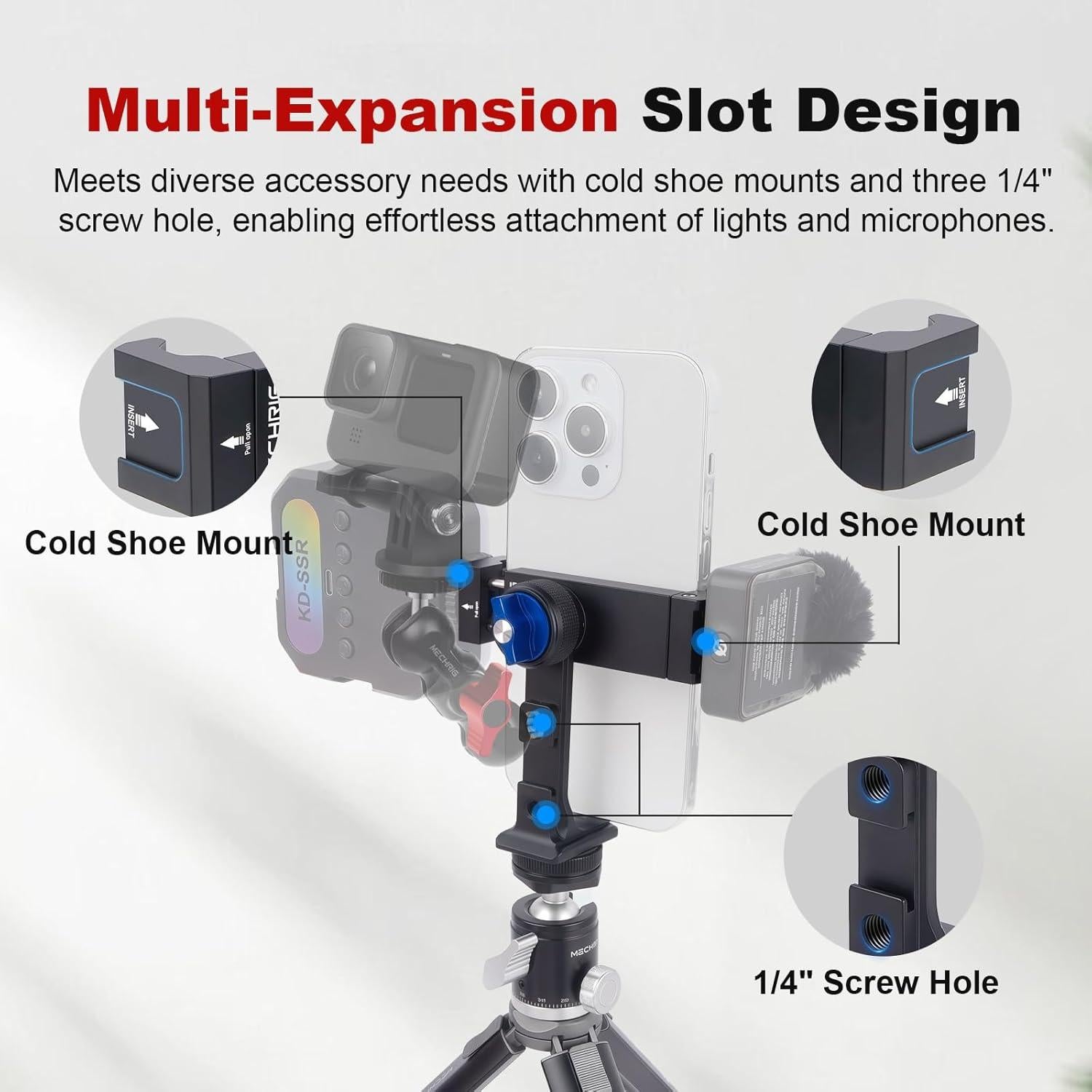 Soporte de teléfono Came-TV 83001 con rotación 360° y zapata fría