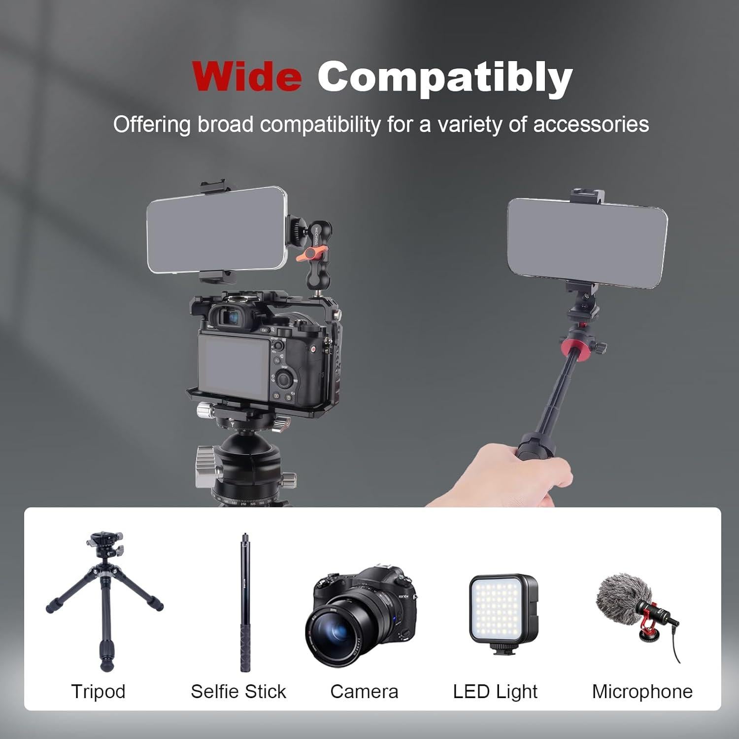 Soporte de teléfono Came-TV 83001 con rotación 360° y zapata fría