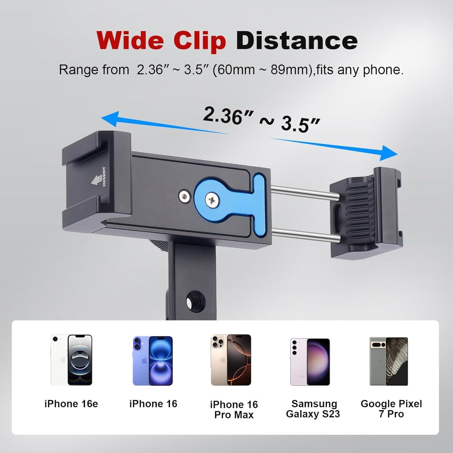 Soporte de teléfono Came-TV 83001 con rotación 360° y zapata fría