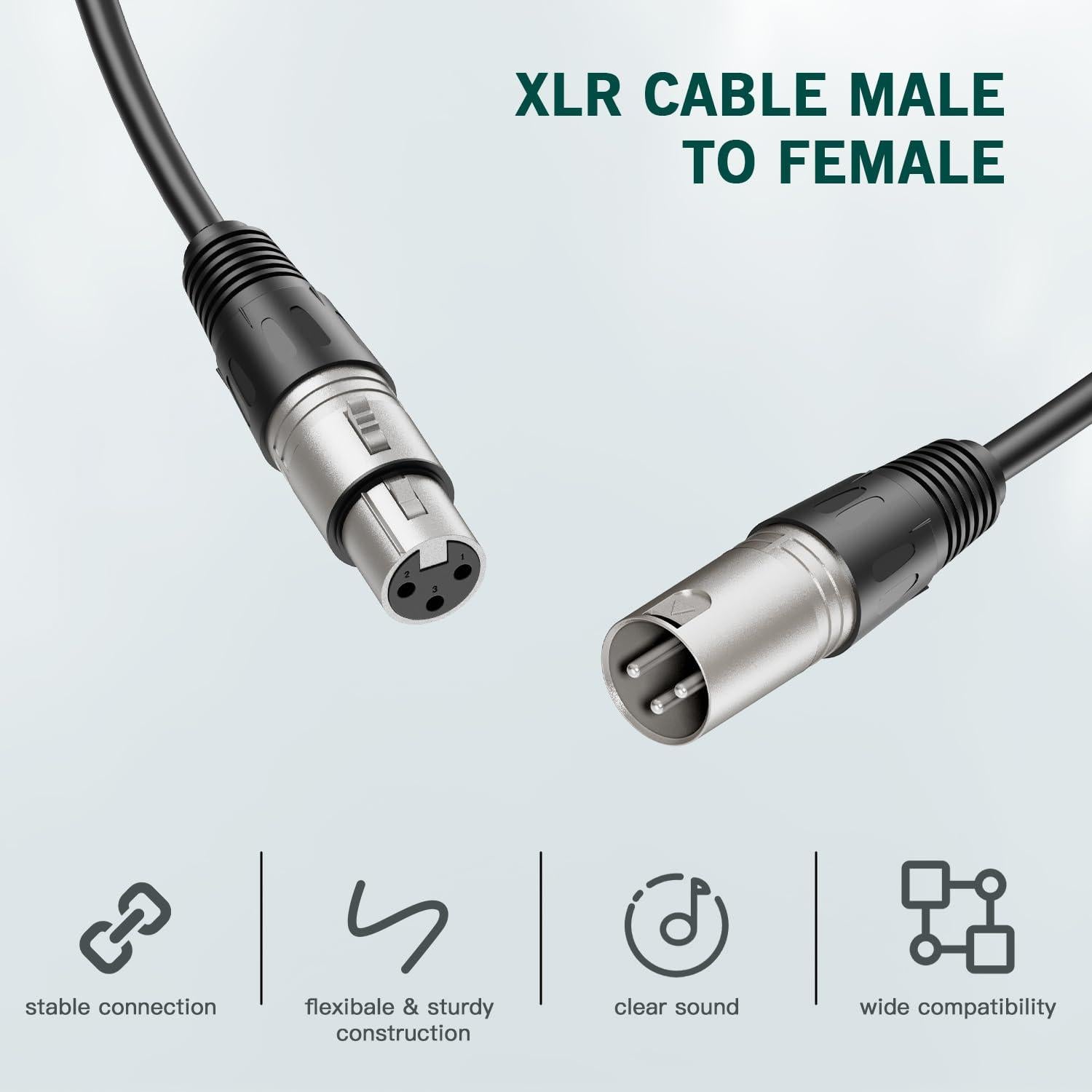 Cable de micrófono XLR FIFINE 3m con alimentación phantom 48V