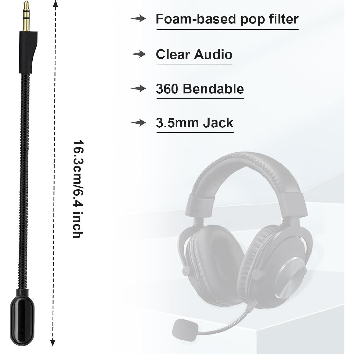 Micrófono de Reemplazo Logitech G Pro X2/X Inalámbrico/Cable 16cm