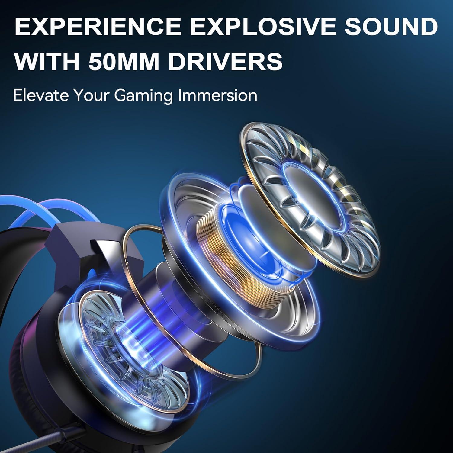 Auriculares Gaming Voistek V9 Azul con Micrófono y RGB