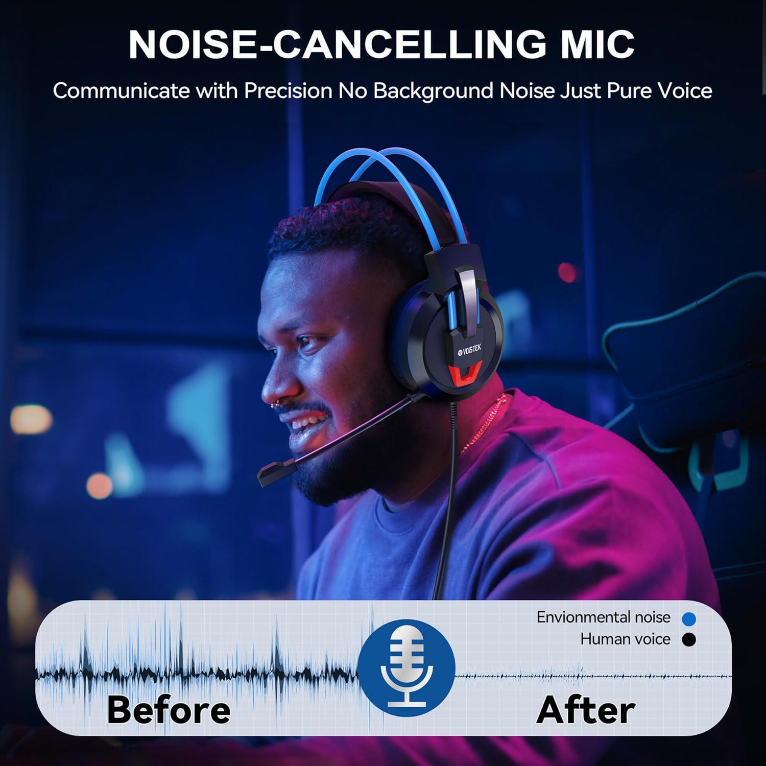 Auriculares Gaming Voistek V9 Azul con Micrófono y RGB