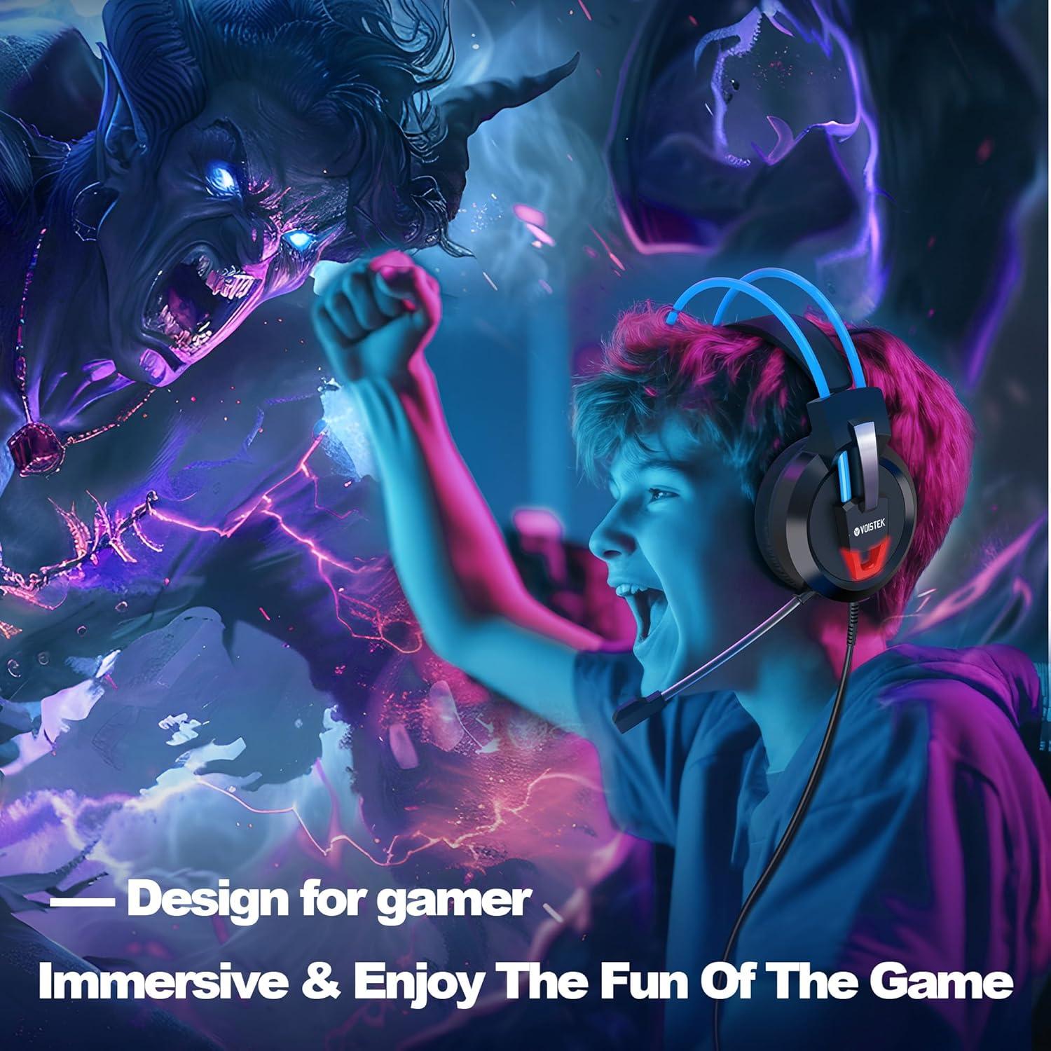 Auriculares Gaming Voistek V9 Azul con Micrófono y RGB