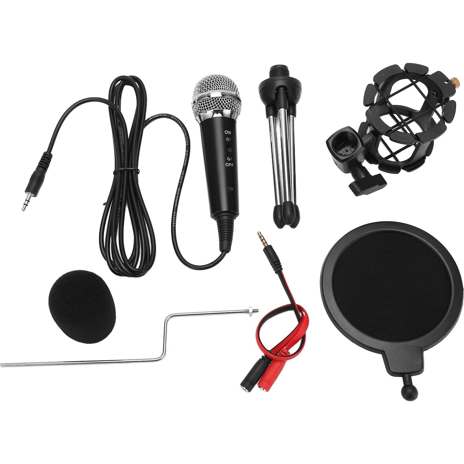 Kit Micrófono Condensador Cardioide USB con Trípode y Filtro Antipop