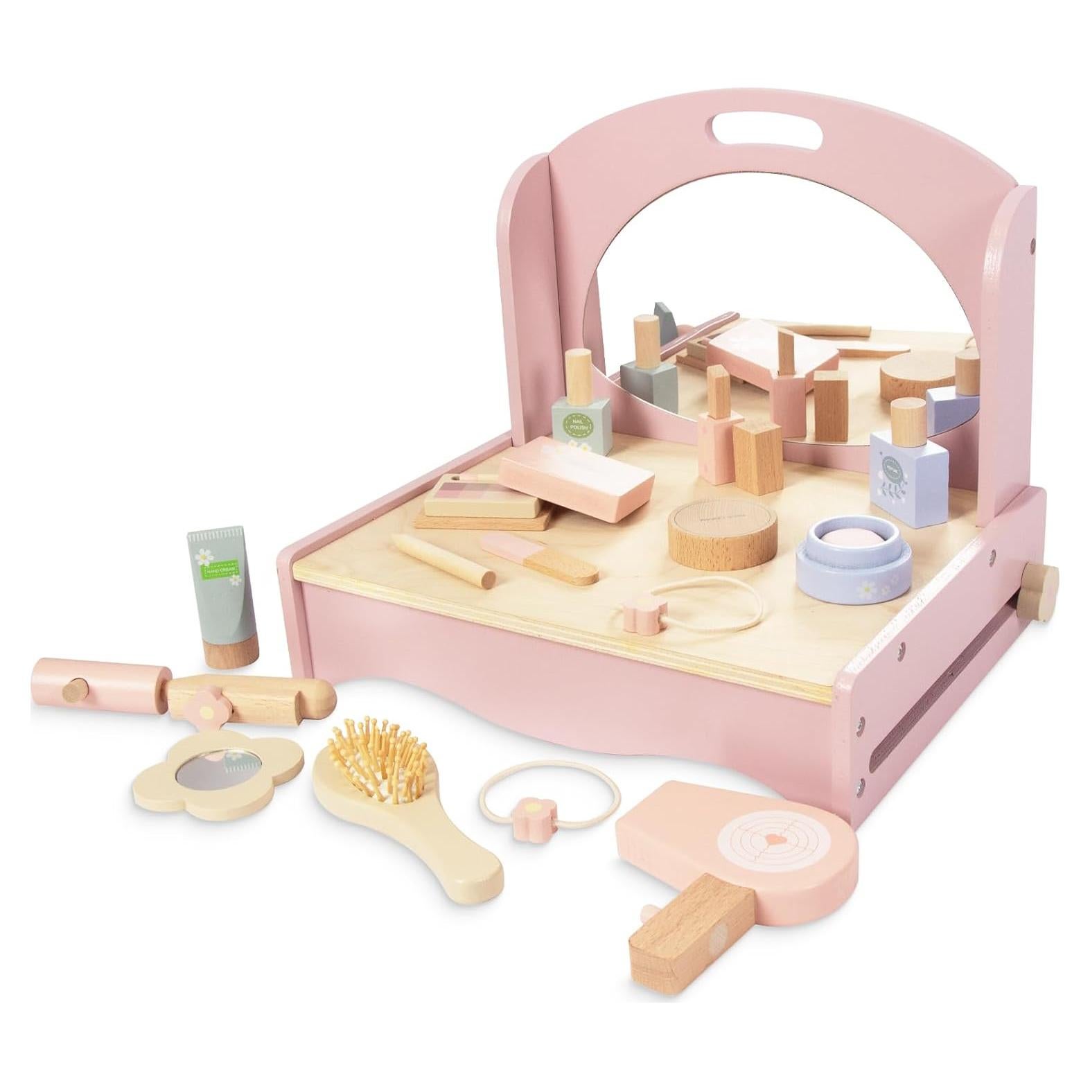 Conjunto de Tocador de Madera para Niñas Woodenfun con Espejo