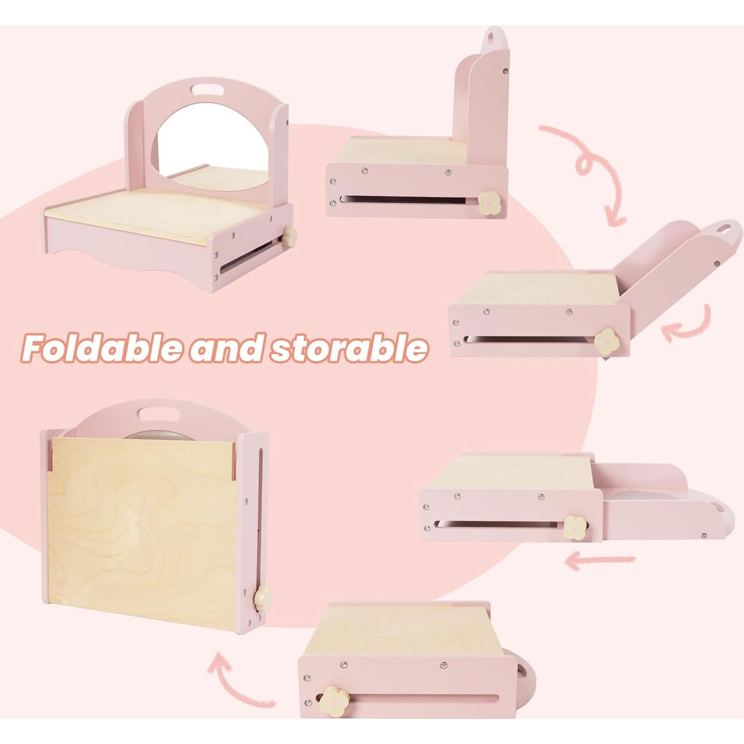 Conjunto de Tocador de Madera para Niñas Woodenfun con Espejo