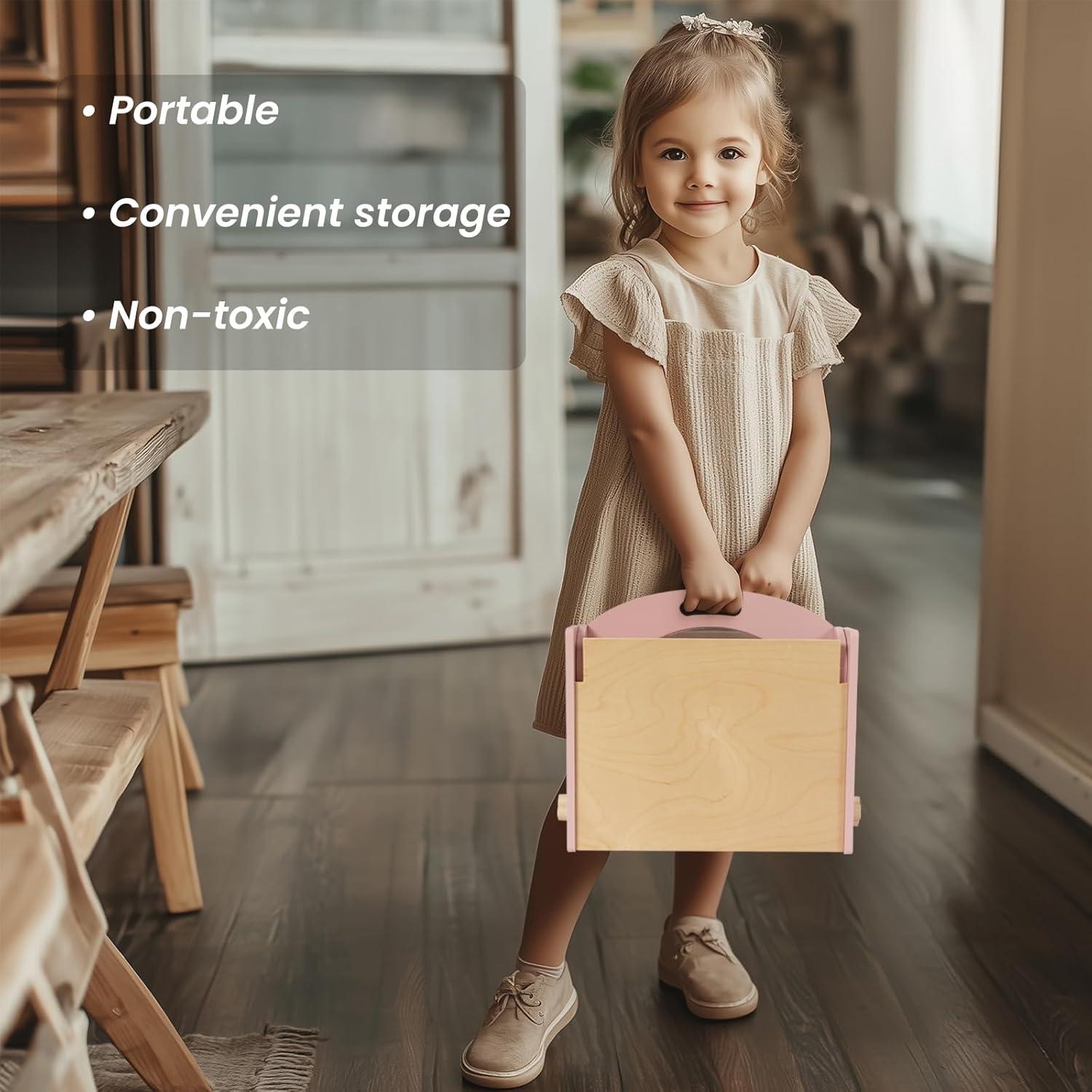 Conjunto de Tocador de Madera para Niñas Woodenfun con Espejo