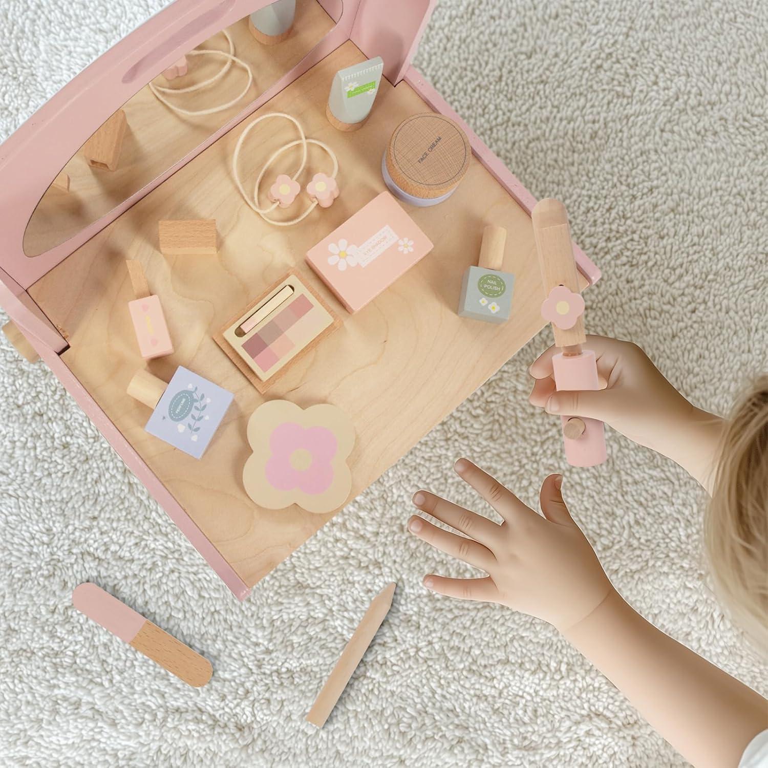 Conjunto de Tocador de Madera para Niñas Woodenfun con Espejo