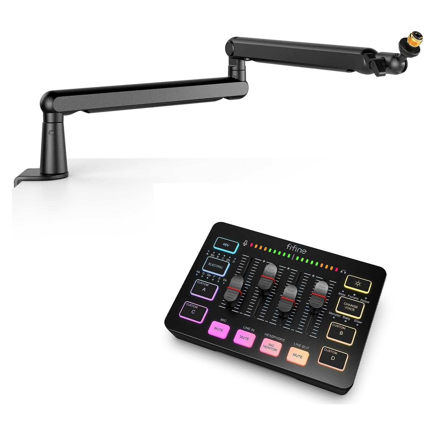 Brazo de Micrófono FIFINE BM88 con Mezclador XLR y RGB