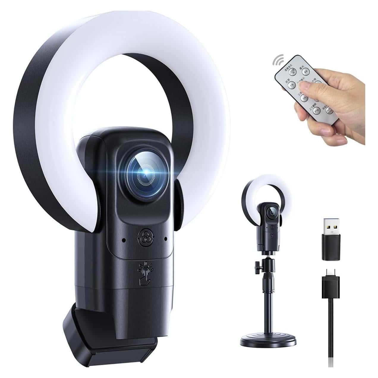 Cámara Web 4K Combess con Luz y Micrófono USB HD