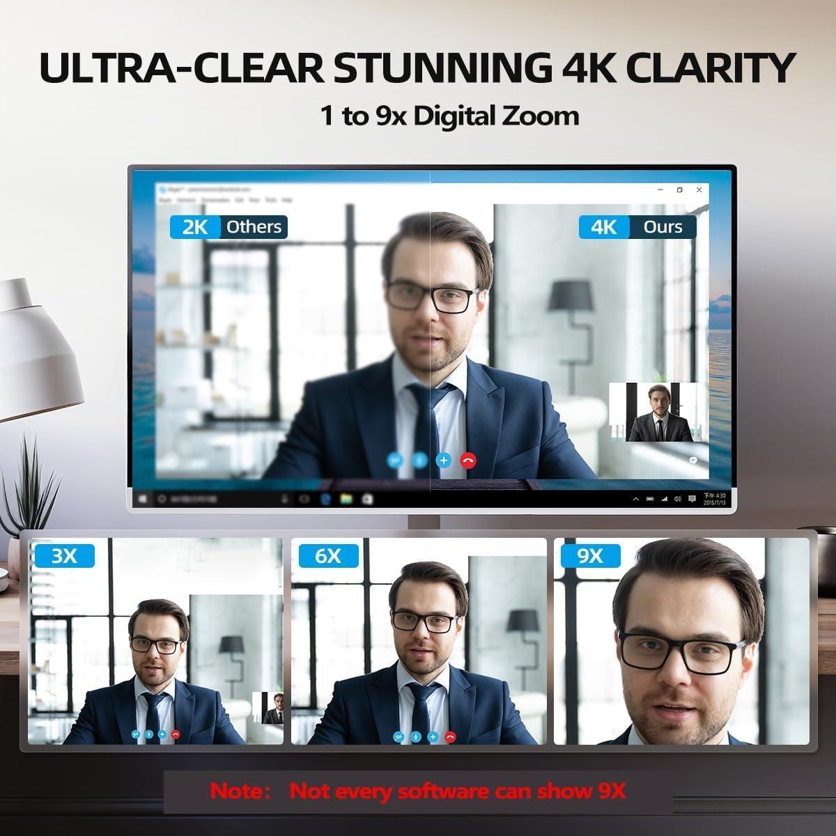 Cámara Web 4K Combess con Luz y Micrófono USB HD