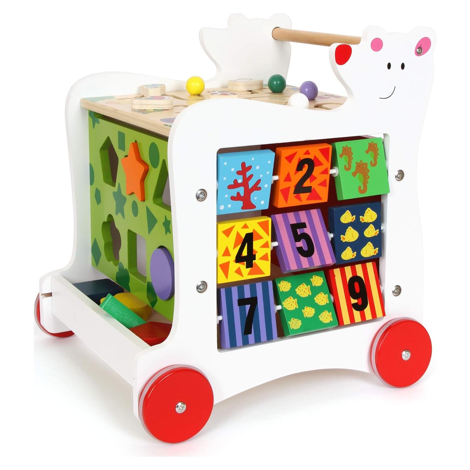 Andador de Bebé Pequeño Pie Oso - Juguete de Madera 38x37x42cm