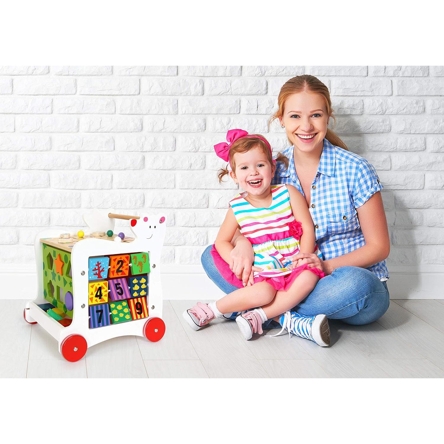 Andador de Bebé Pequeño Pie Oso - Juguete de Madera 38x37x42cm