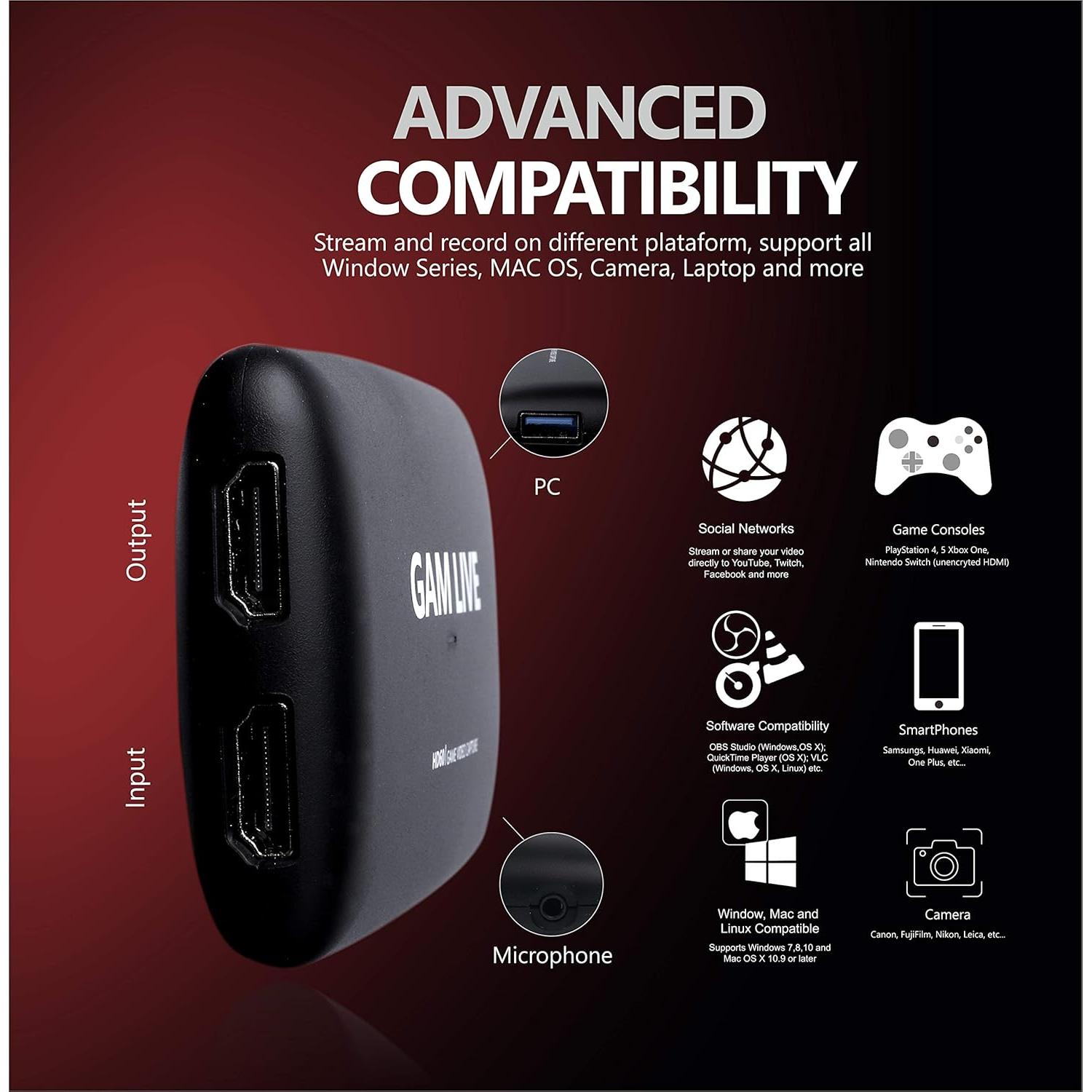 Tarjeta de Captura UCEC GAM LIVE 4K30 USB 3.0 1080p60fps