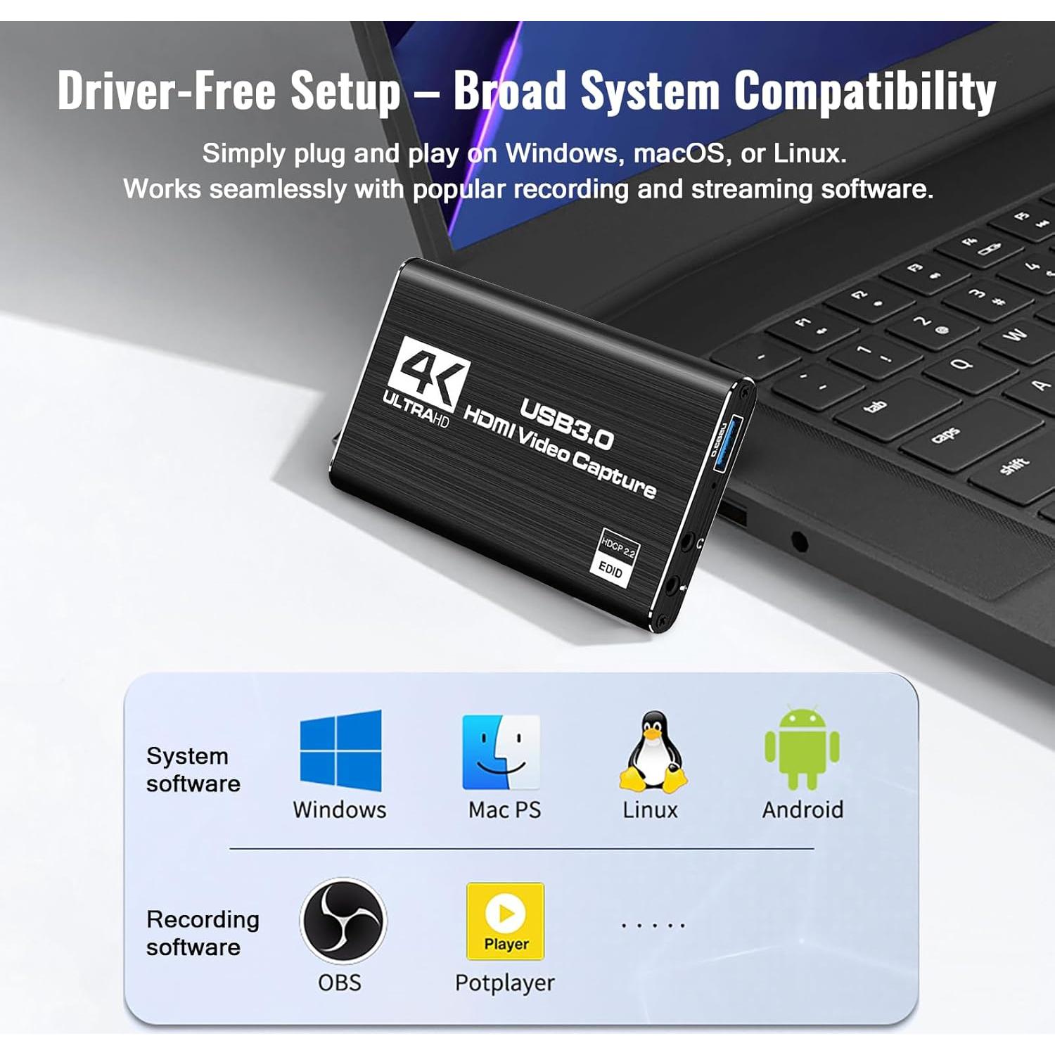 Tarjeta de Captura de Video HDMI 1080P 60FPS DUOBEIER USB 3.0