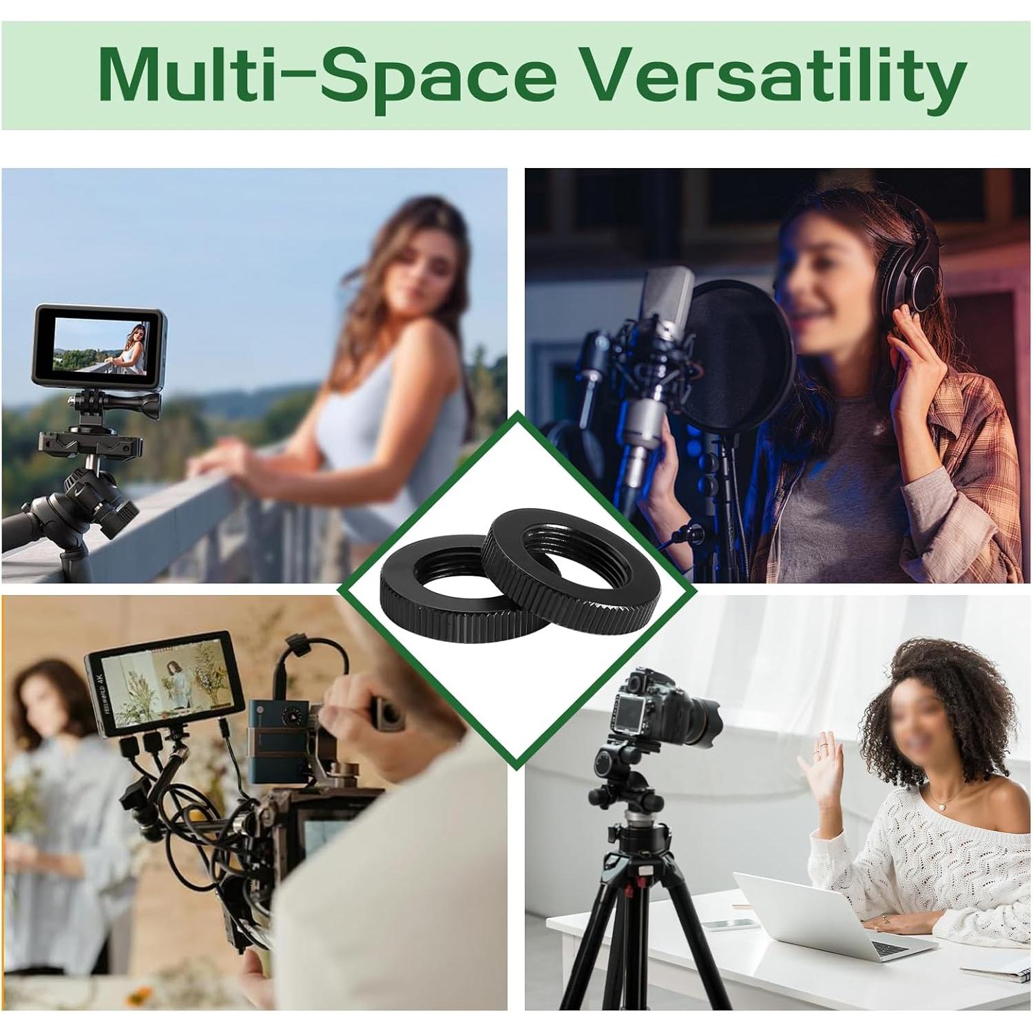 6 Tuercas de Soporte de Micrófono Doble Bloqueo 25.4mm Aluminio